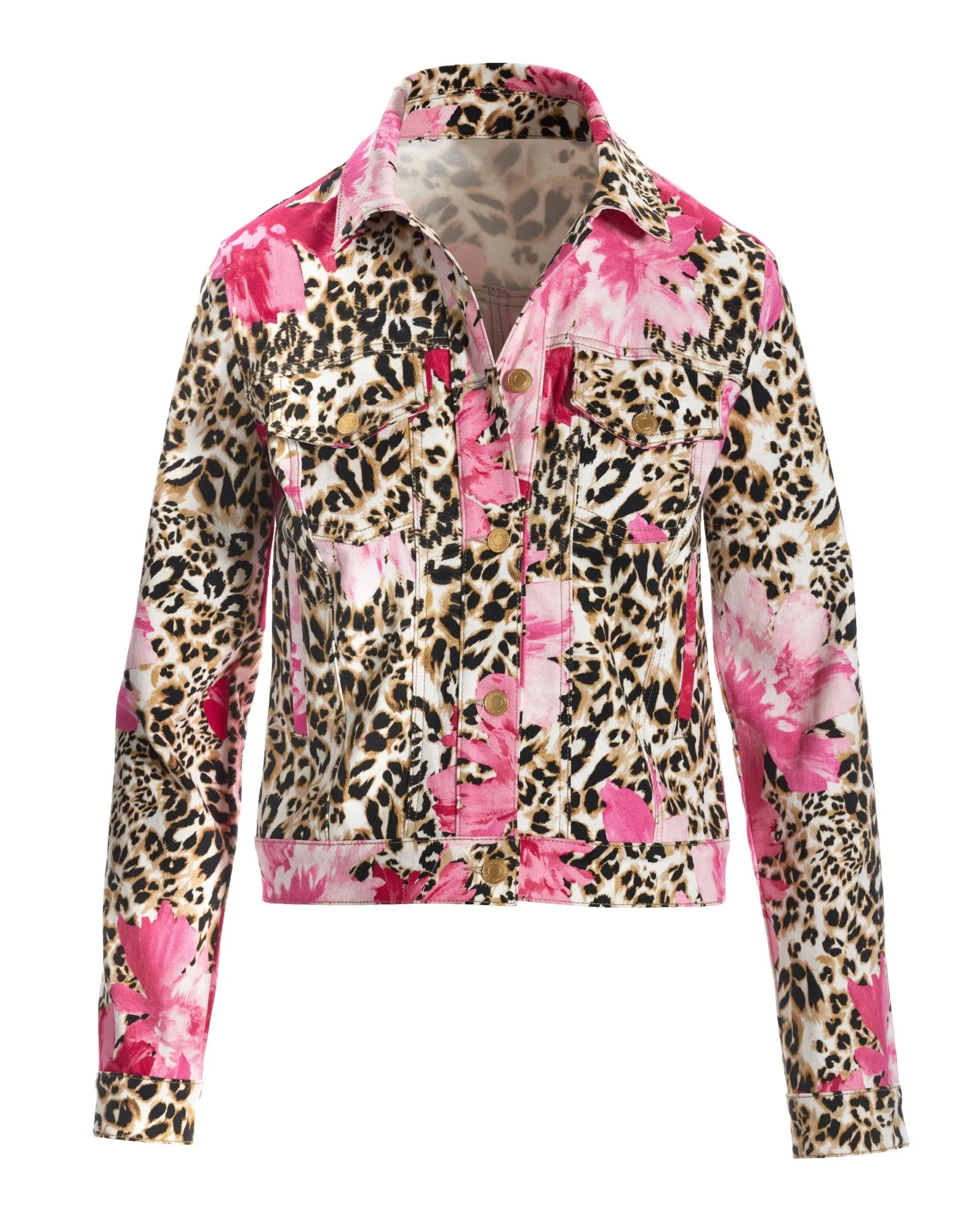 Cheetah Blooms Print Essential Denim Jacket Neutral/Pink sold by Boston Proper product image thumbnail 2
