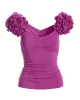 So Chic Floral Skimming Ruched Top Purple Orchid sold by Boston Proper
