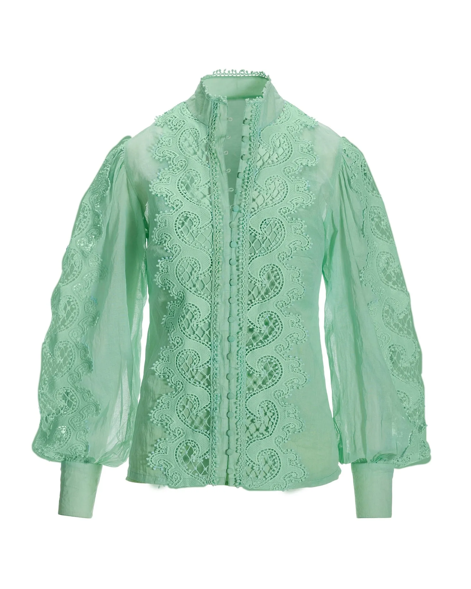 Lace Inset Drama Sleeve Shirt Mint sold by Boston Proper product image thumbnail 2