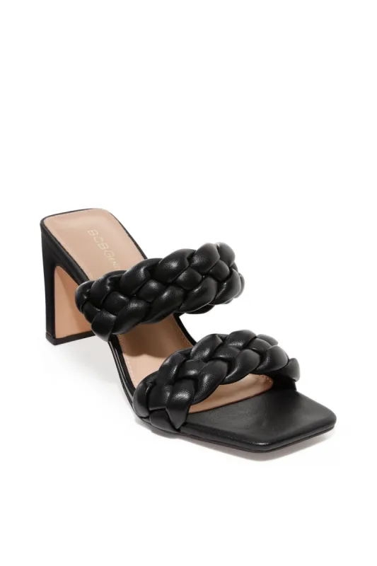 Woven Braided Block Heel Black sold by Boston Proper