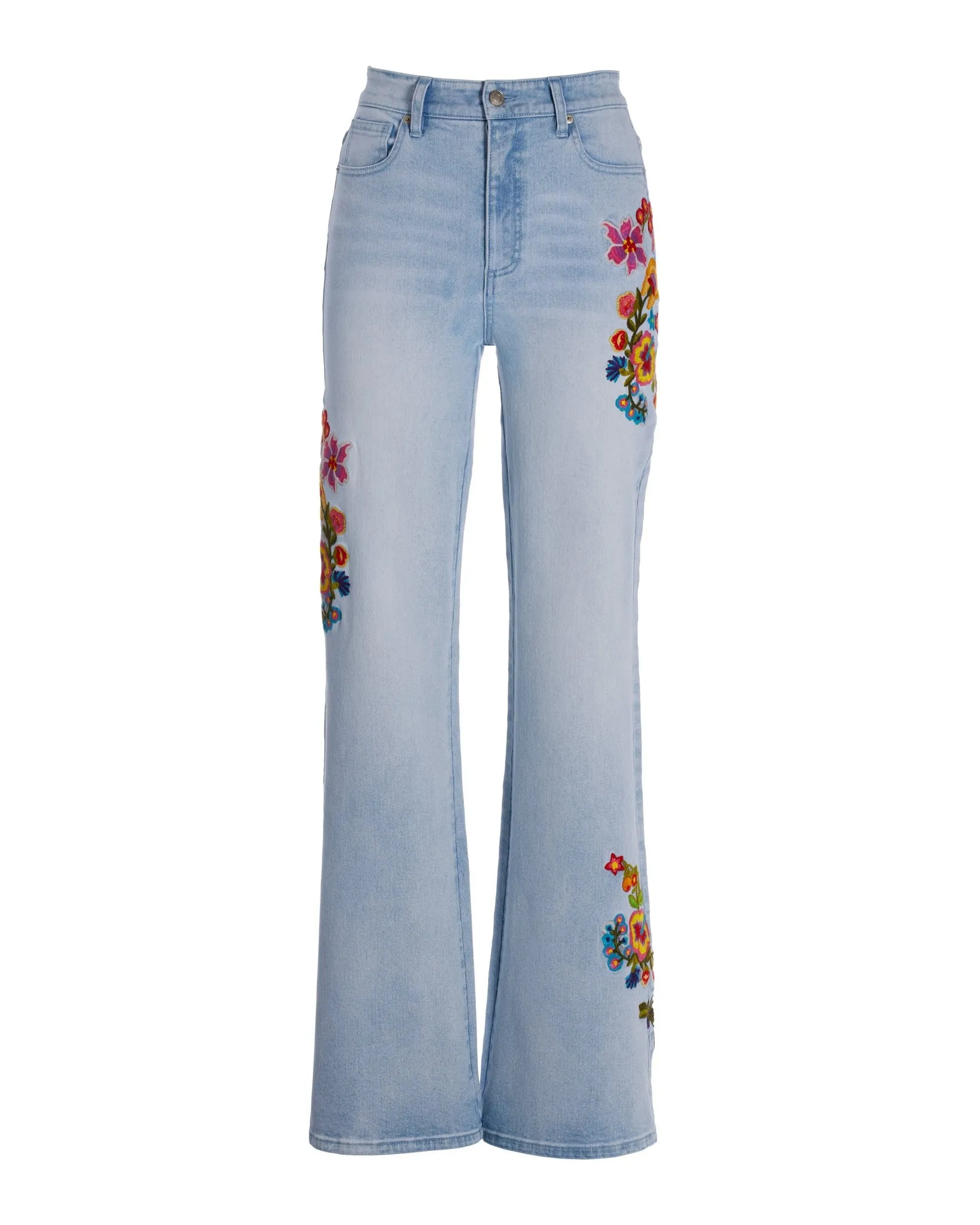 Malibu High Rise Blooming Brights Embroidered Palazzo Jean Light Wash sold by Boston Proper product image thumbnail 2