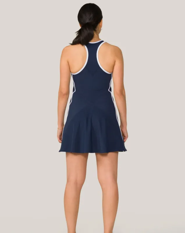 Framed Serena Dress Navy/White sold by Boston Proper