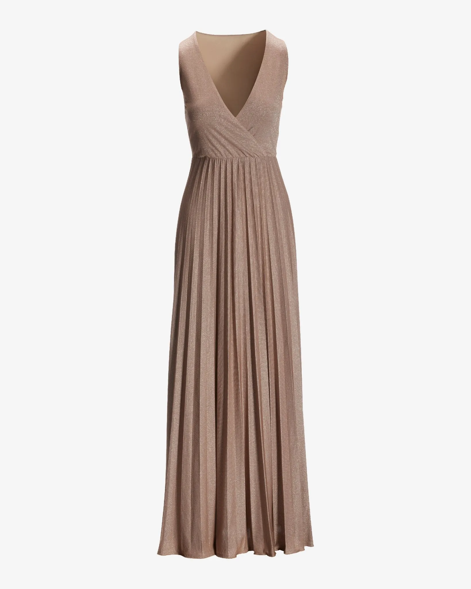 Shimmer Knit Pleated Maxi Dress Tan sold by Boston Proper product image thumbnail 2