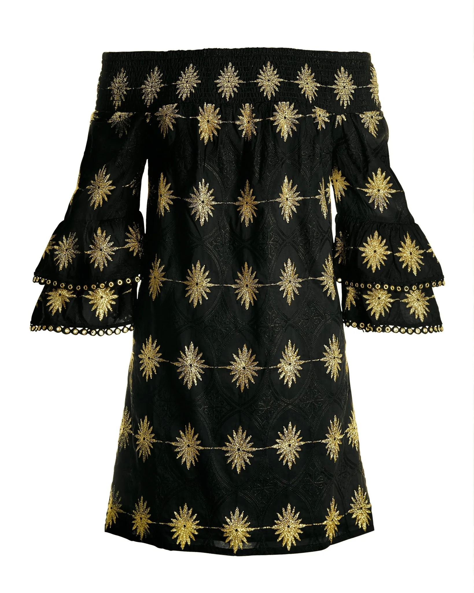 Metallic Detail Off-The-Shoulder Dress Black/Gold sold by Boston Proper product image thumbnail 2