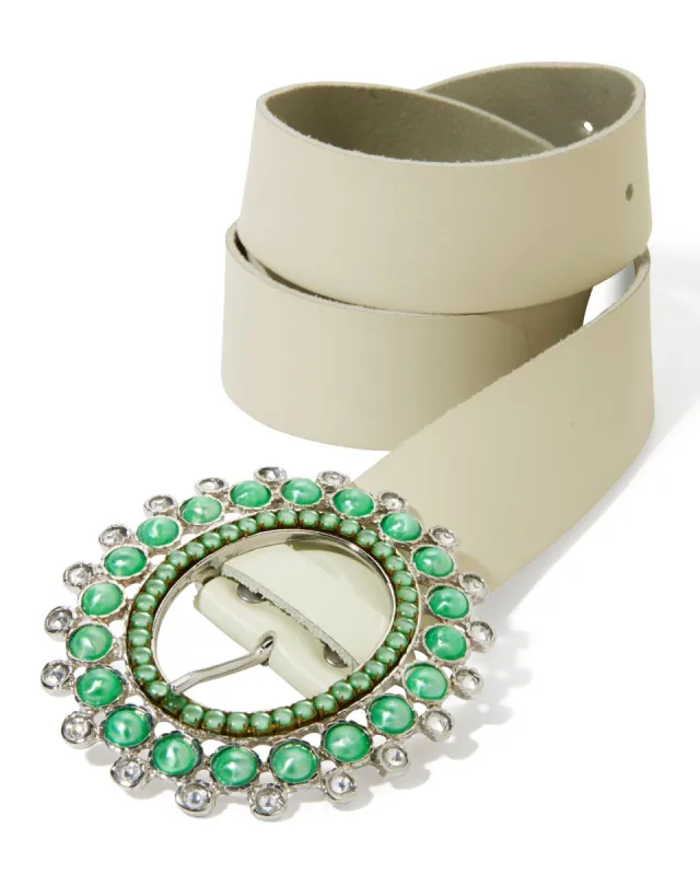 Gem And Rhinestone Leather Belt Green Multi sold by Boston Proper