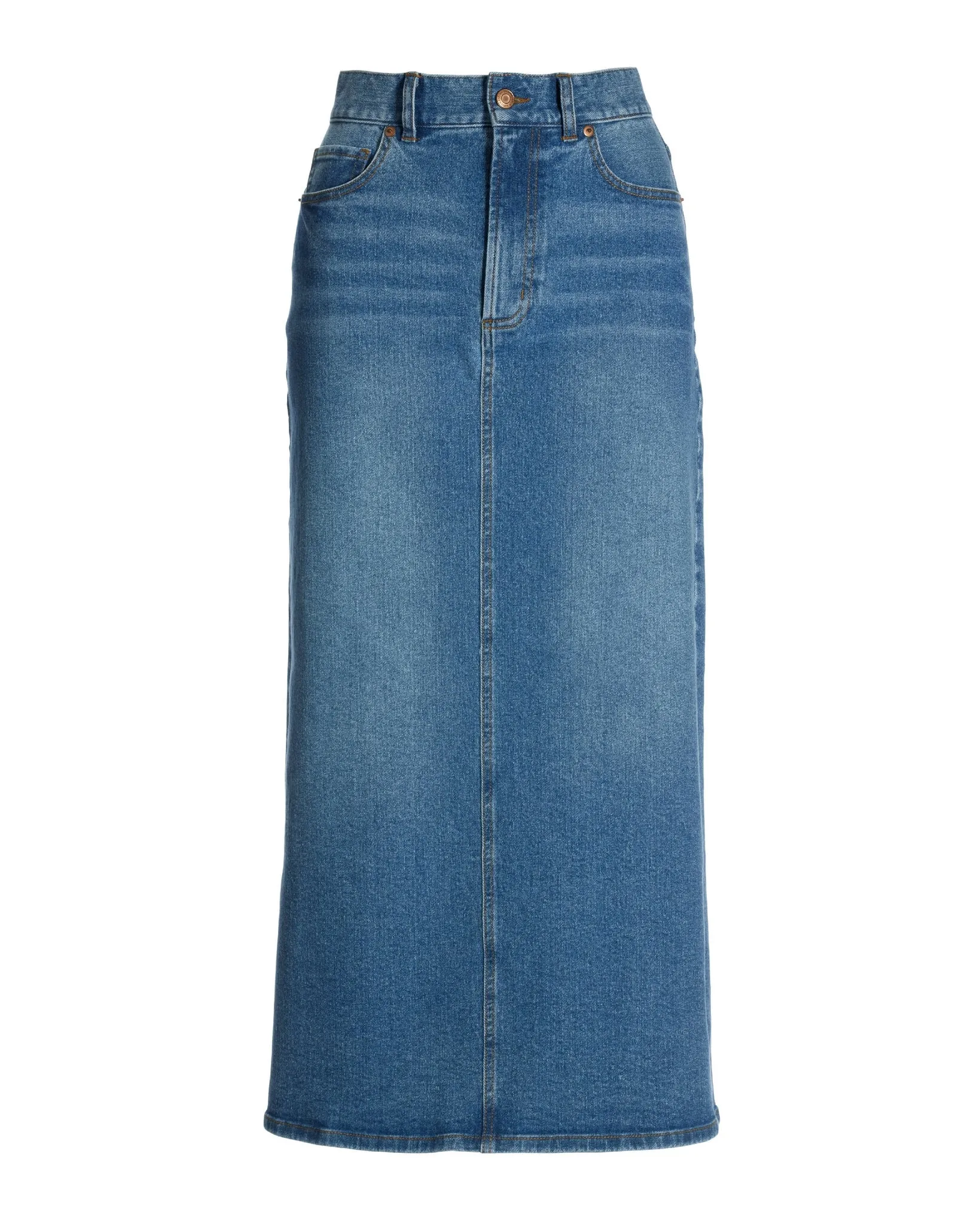 Proper Denim Five Pocket Midi Skirt Medium Wash sold by Boston Proper product image thumbnail 2