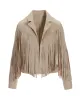 Fringed Faux Suede Jacket Sand sold by Boston Proper