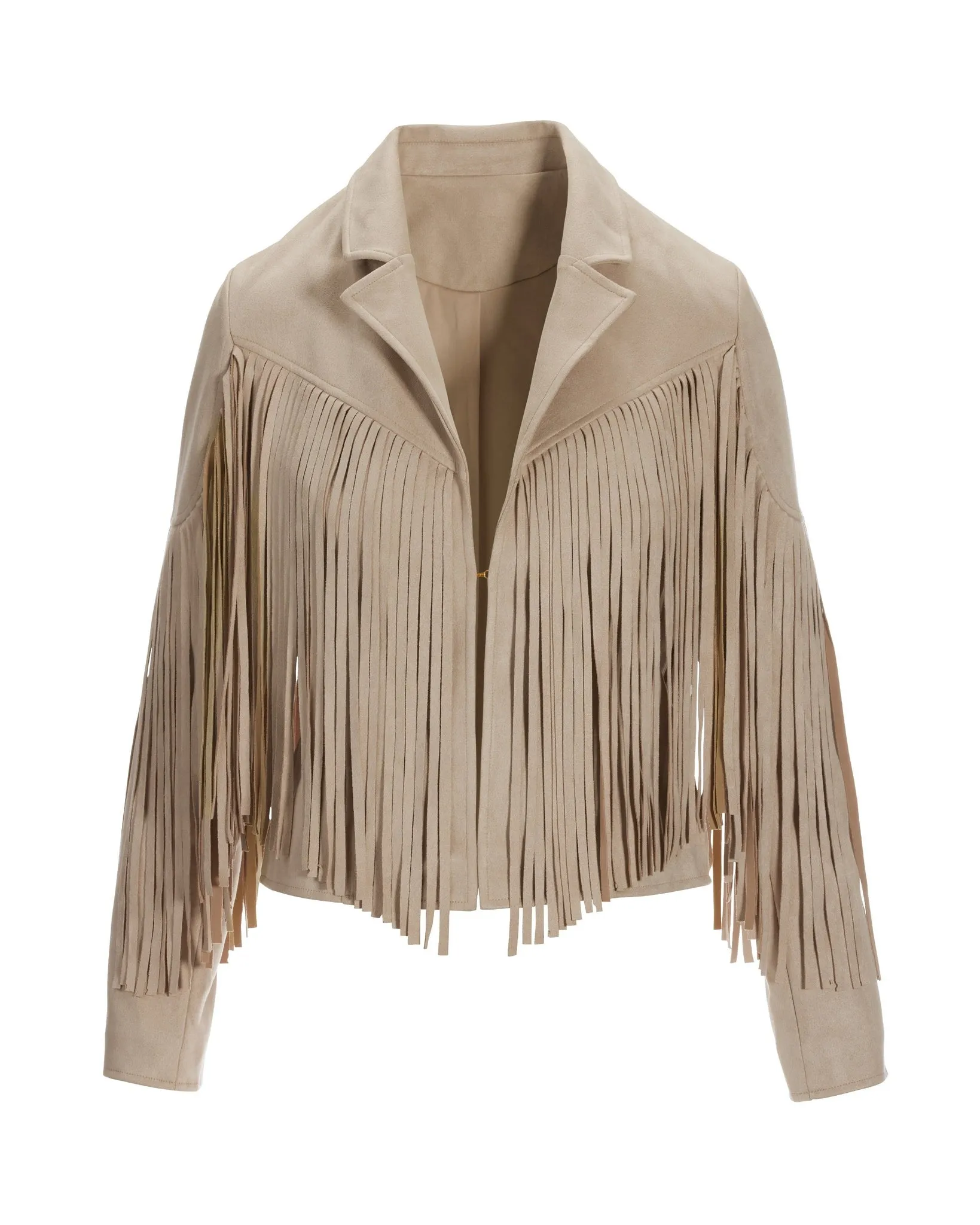 Fringed Faux Suede Jacket Sand sold by Boston Proper product image thumbnail 2