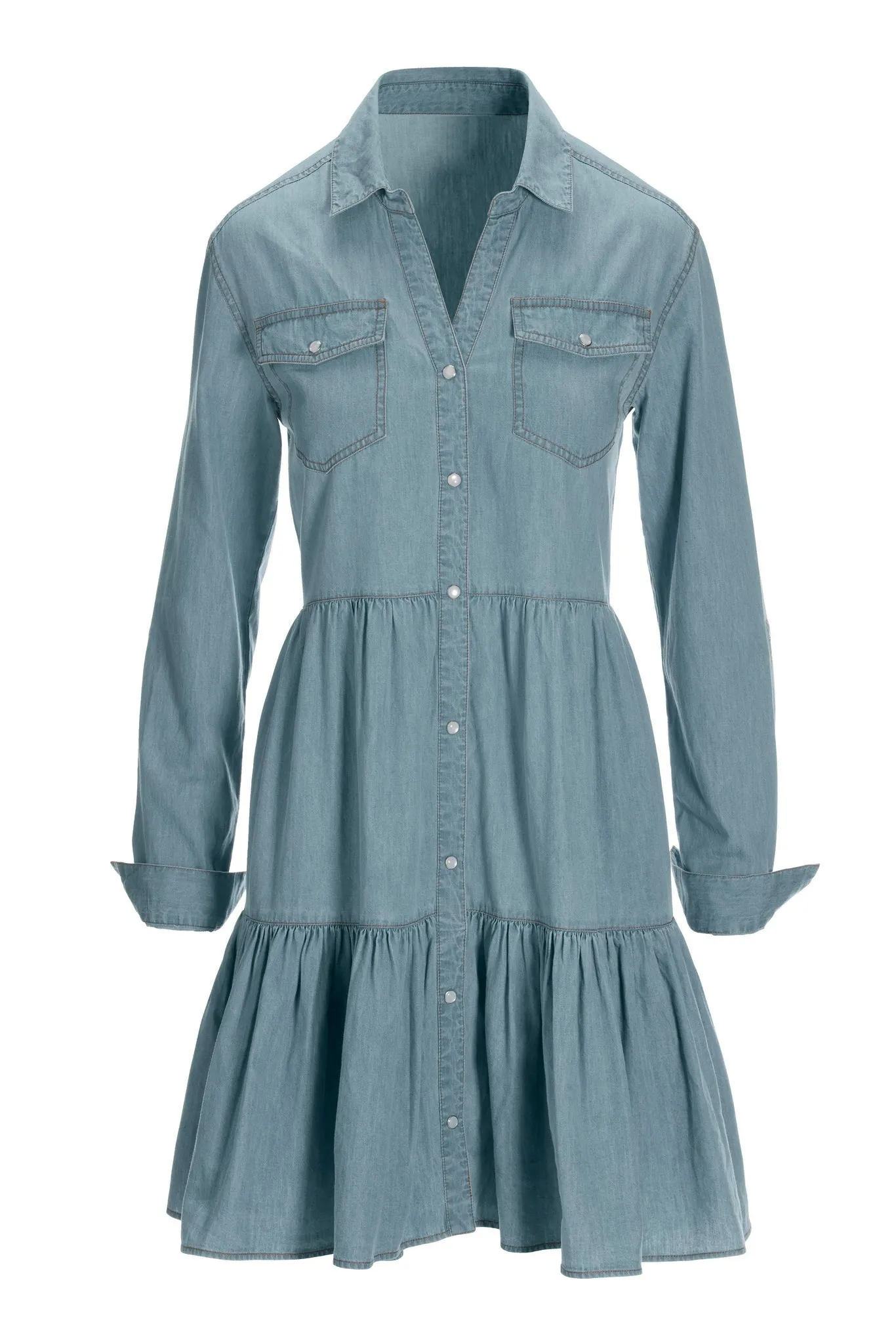 Tencel Tiered Dress Medium Wash sold by Boston Proper product image thumbnail 2