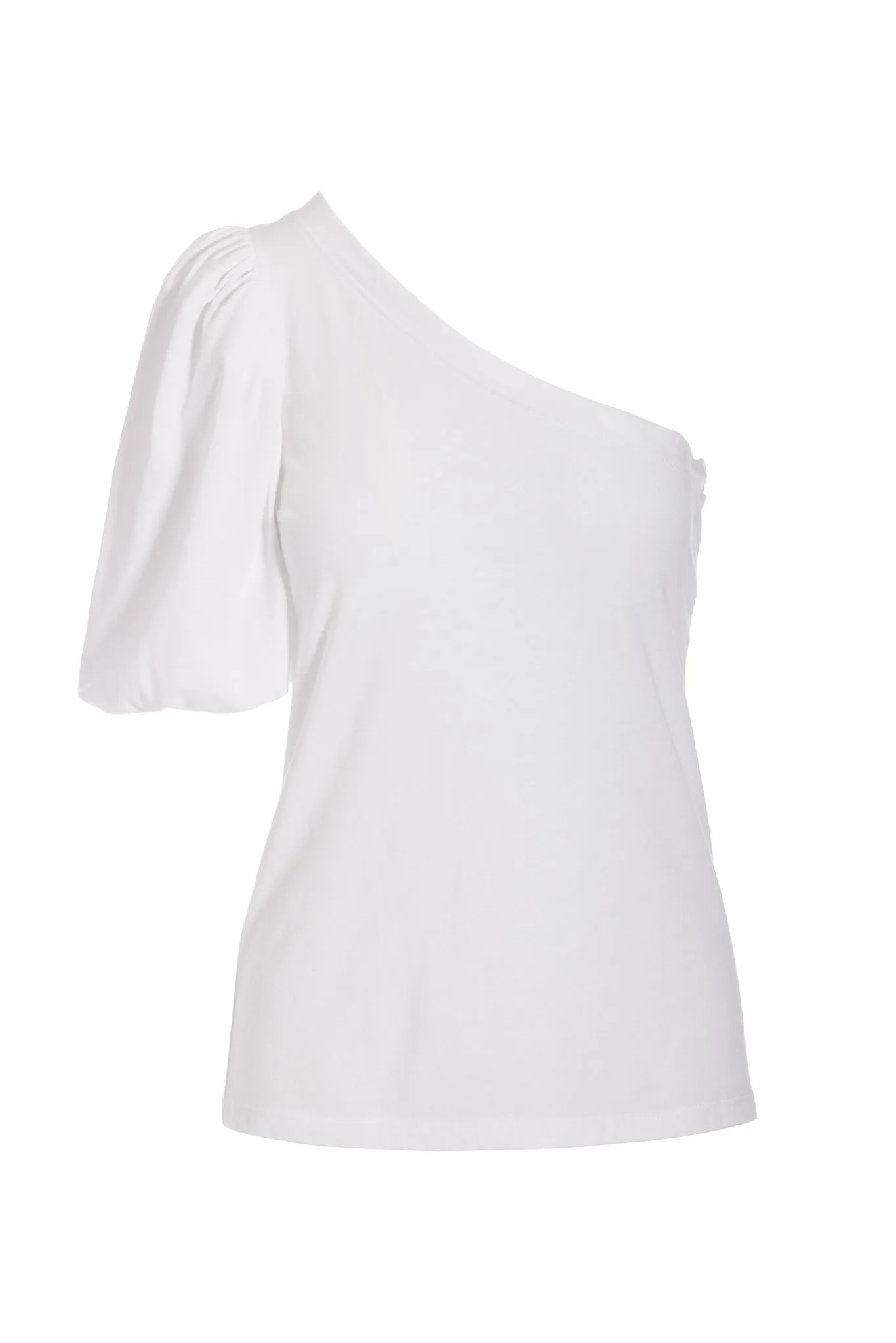One Shoulder Puff Sleeve Tee White sold by Boston Proper product image thumbnail 2