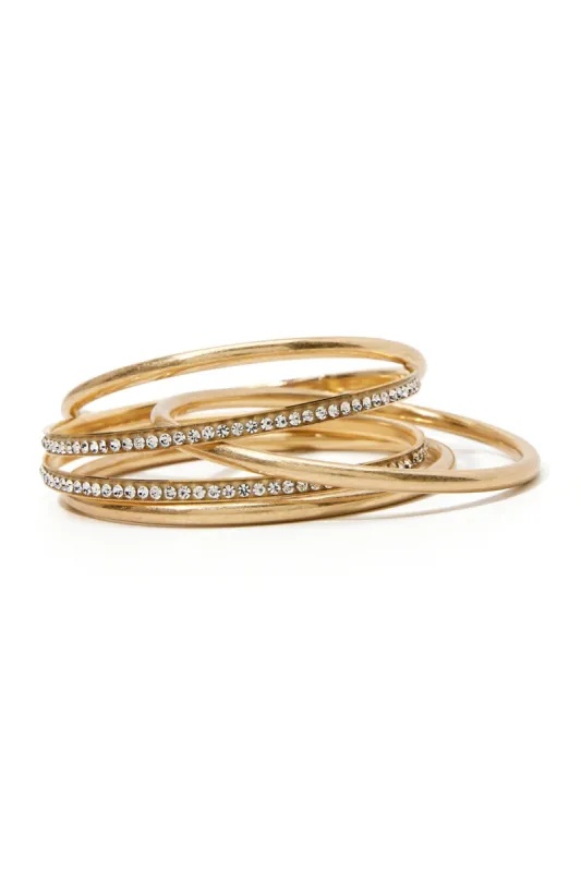 Crystal and Gold Bangle Set Gold sold by Boston Proper