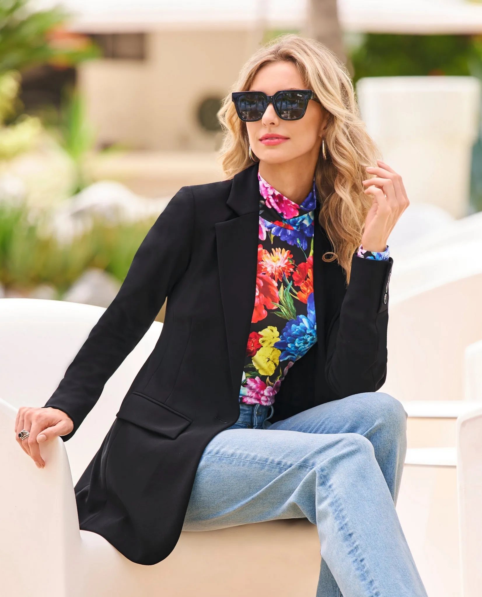 Beyond Travel Classic Boyfriend Blazer Jet Black sold by Boston Proper