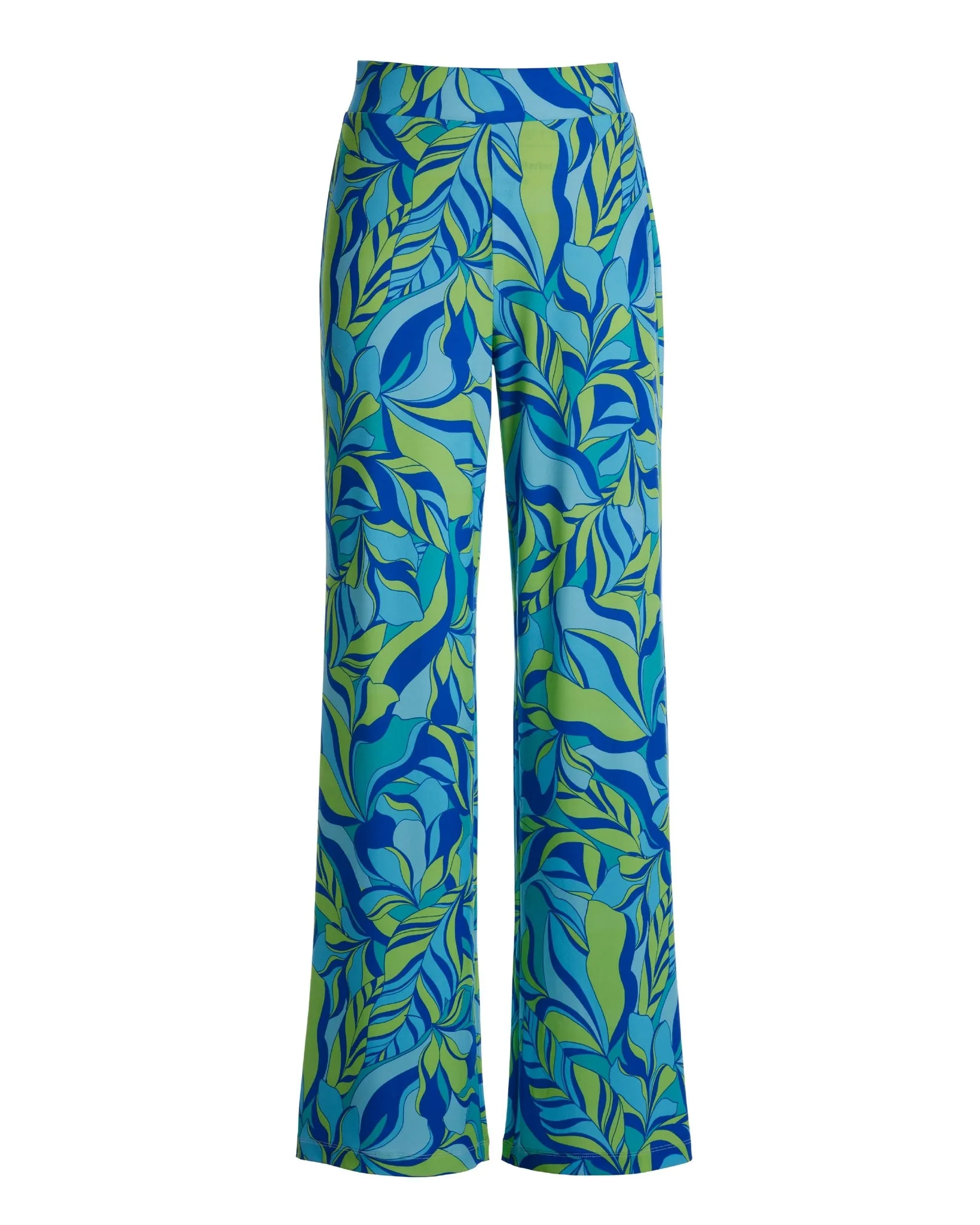 Malibu Limelight Leaves Print Knit Palazzo Pant Green/Teal sold by Boston Proper product image thumbnail 2