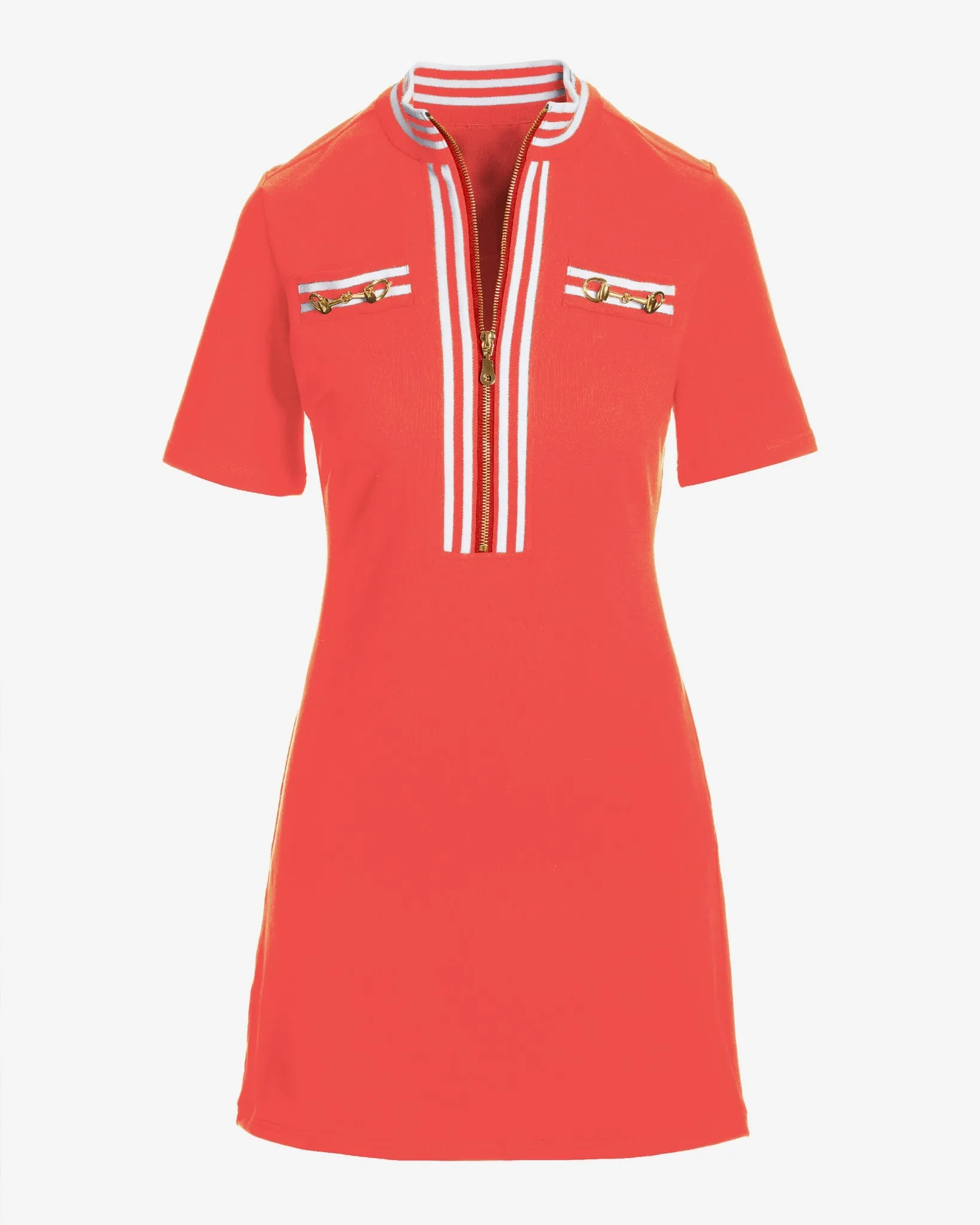 Striped French Terry Hardware Zipper Dress Cayenne sold by Boston Proper product image thumbnail 2