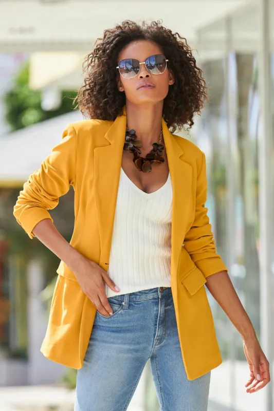 Beyond Travel Classic Boyfriend Blazer Jacket Golden Glow sold by Boston Proper
