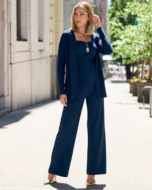 Beyond Travel High Rise Palazzo Pant Maritime Navy sold by Boston Proper