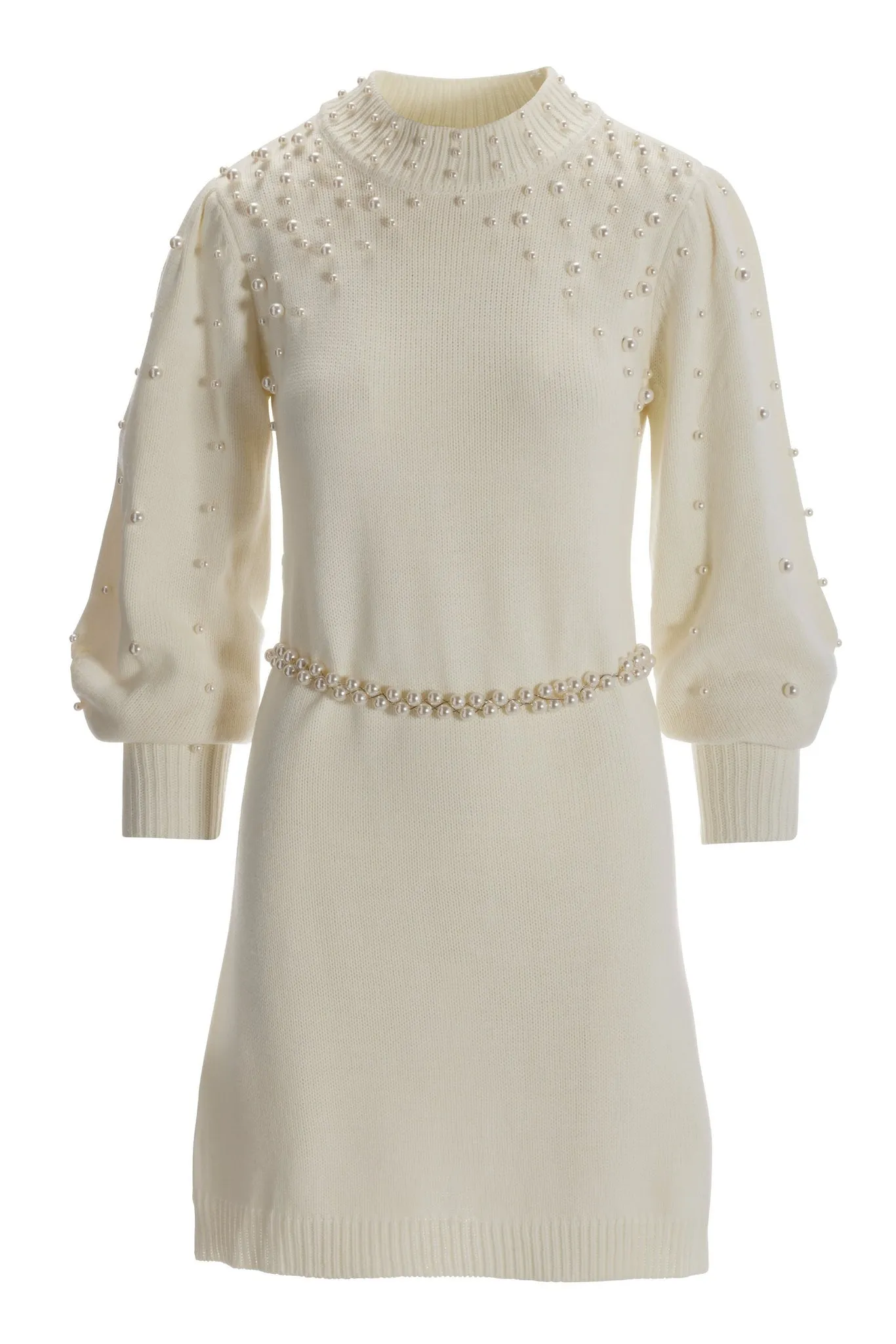 Pearl Sweater Dress with Belt Off White sold by Boston Proper product image thumbnail 2