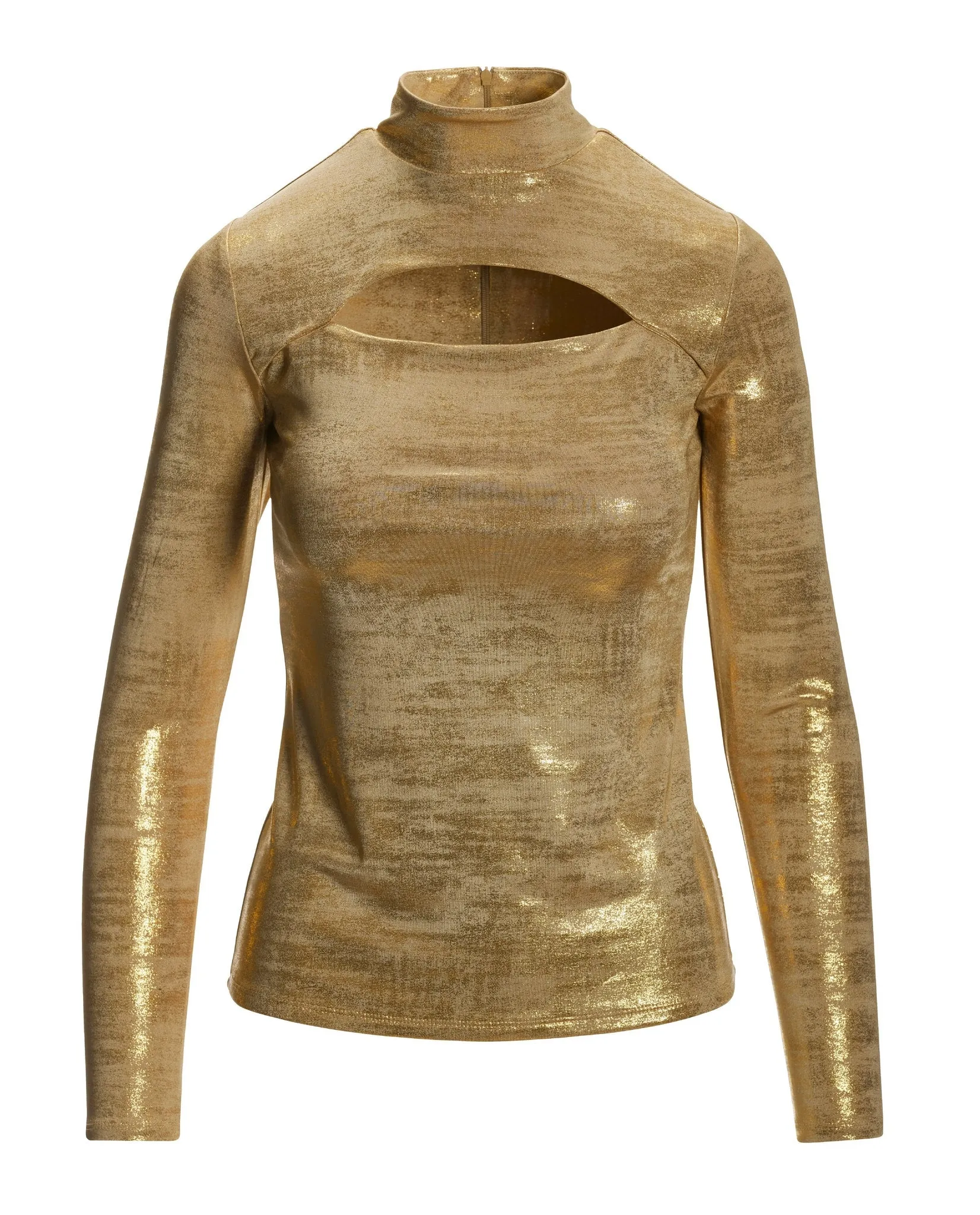 Keyhole Mock Neck Metallic Top Gold sold by Boston Proper product image thumbnail 2