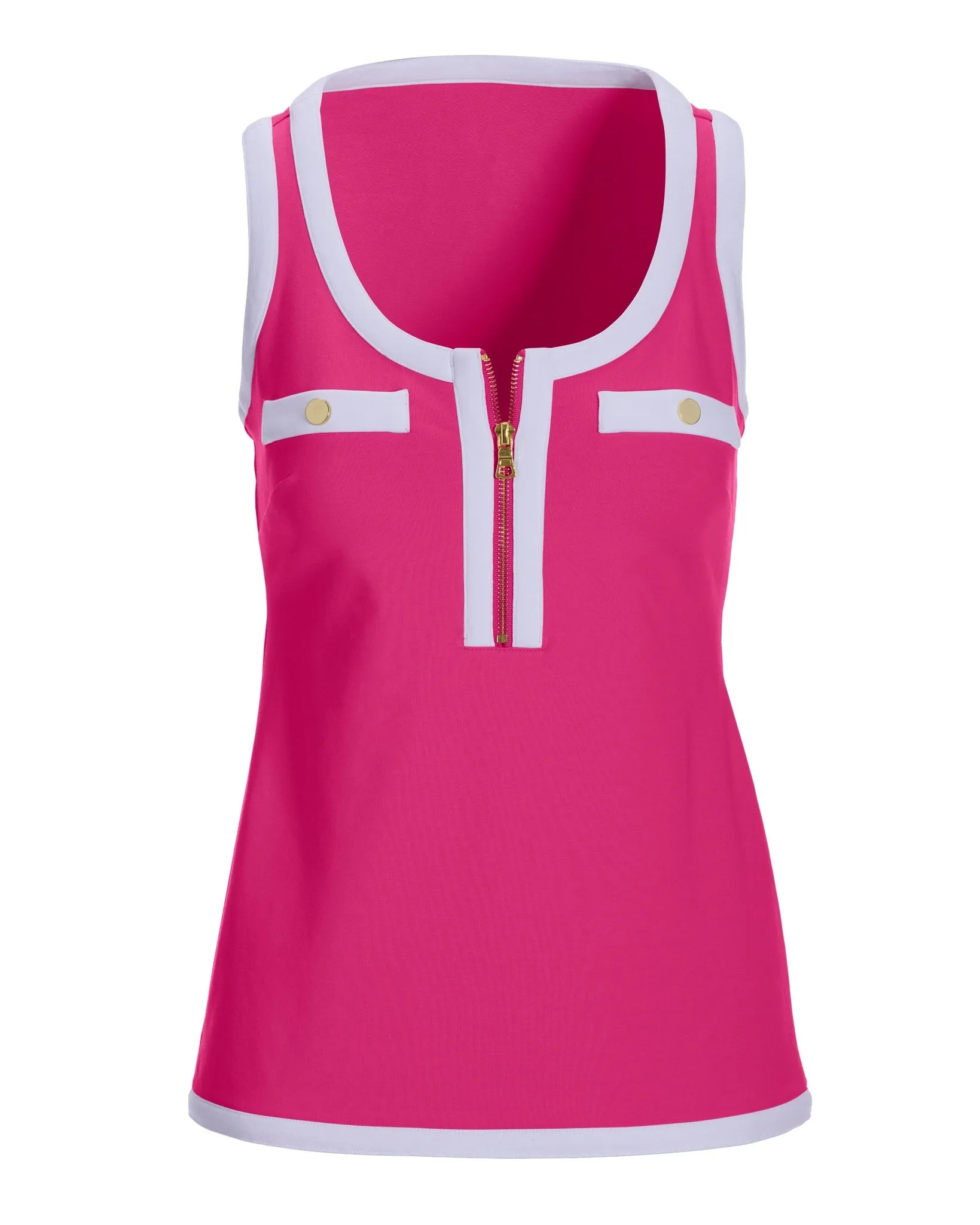 Scoop-Neck Color Block Zip Top Pink sold by Boston Proper product image thumbnail 2