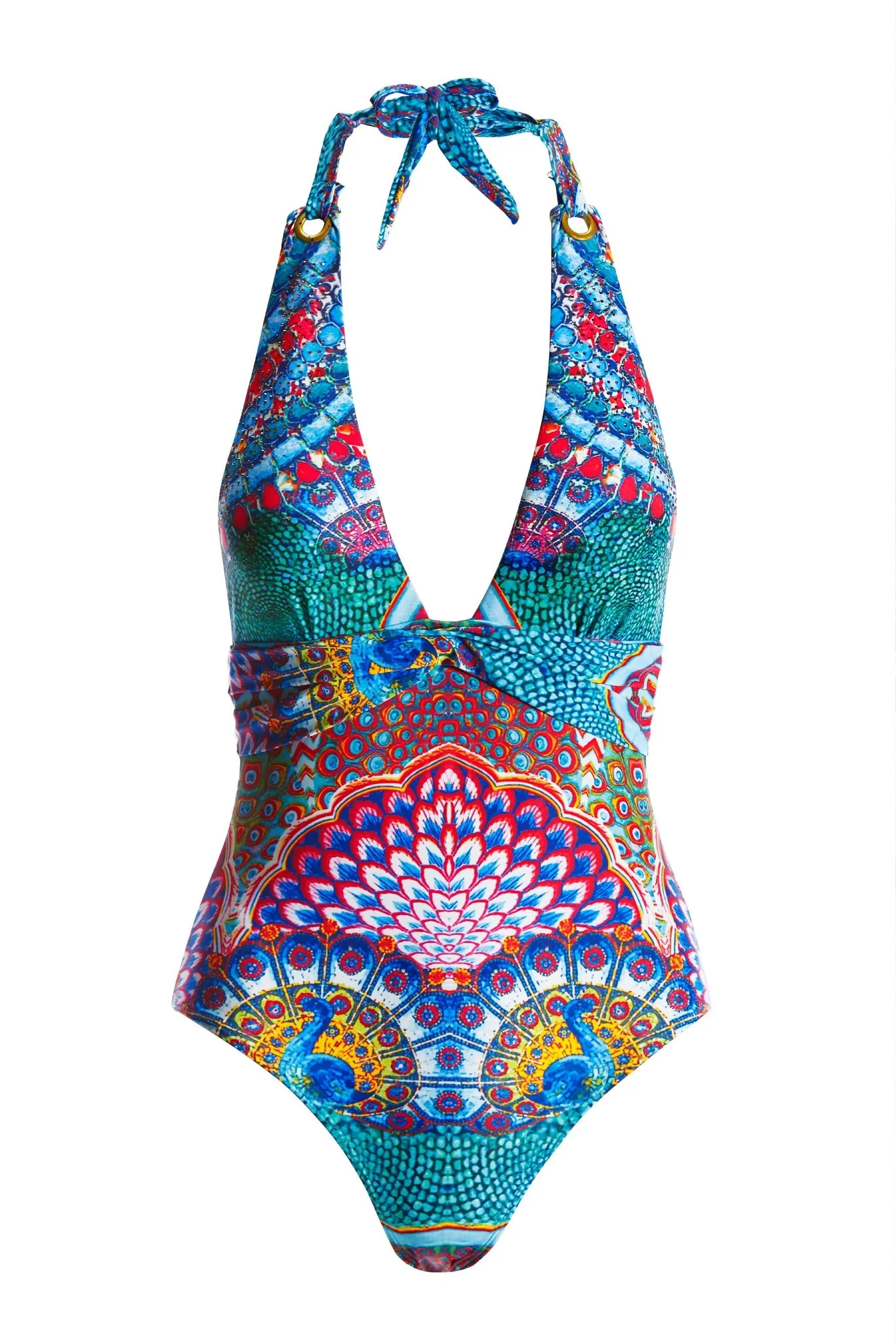 Printed Plunge Halter One Piece Swimsuit Multi sold by Boston Proper product image thumbnail 2