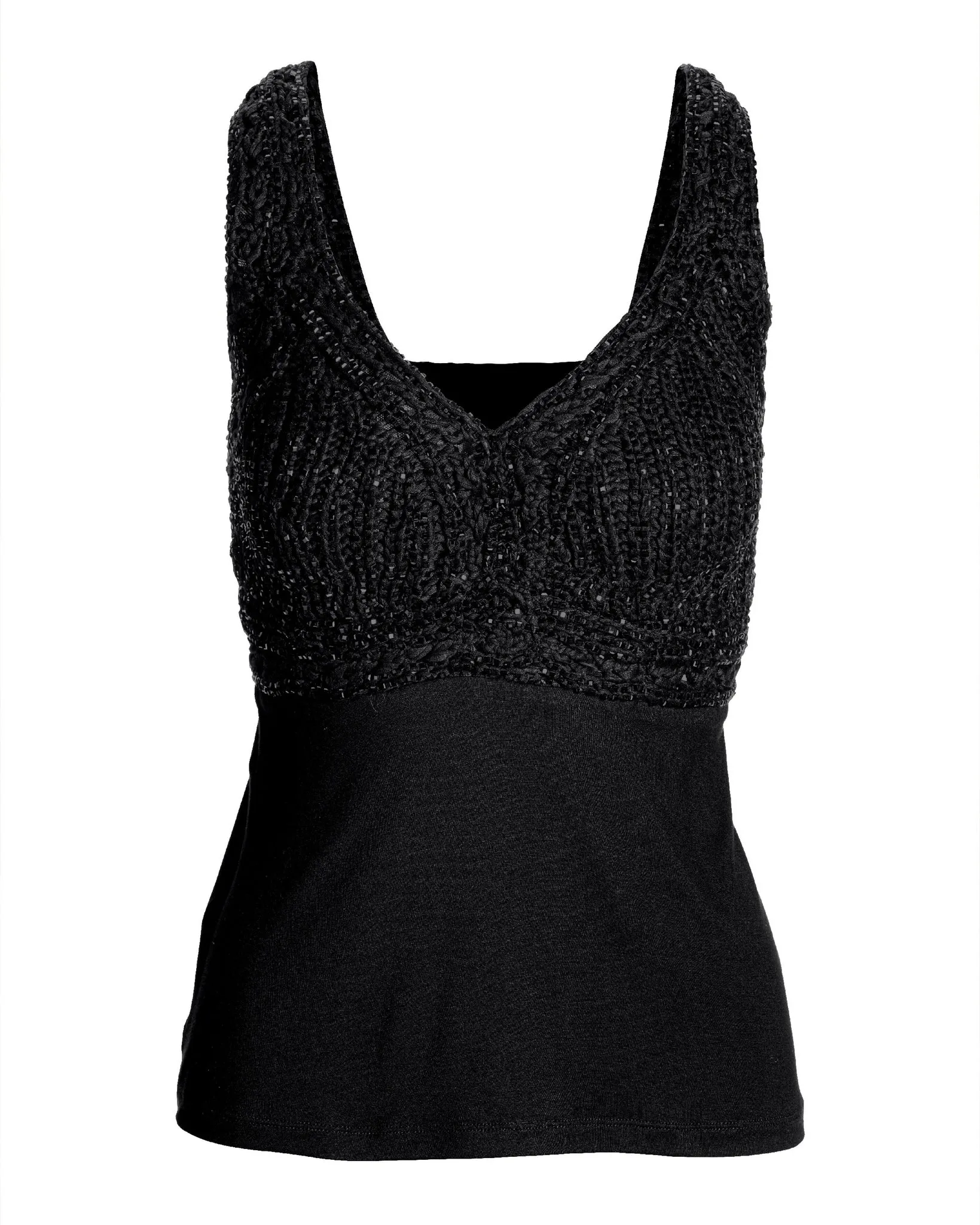 Macramé Embellished Knit Top Proper Black sold by Boston Proper product image thumbnail 2