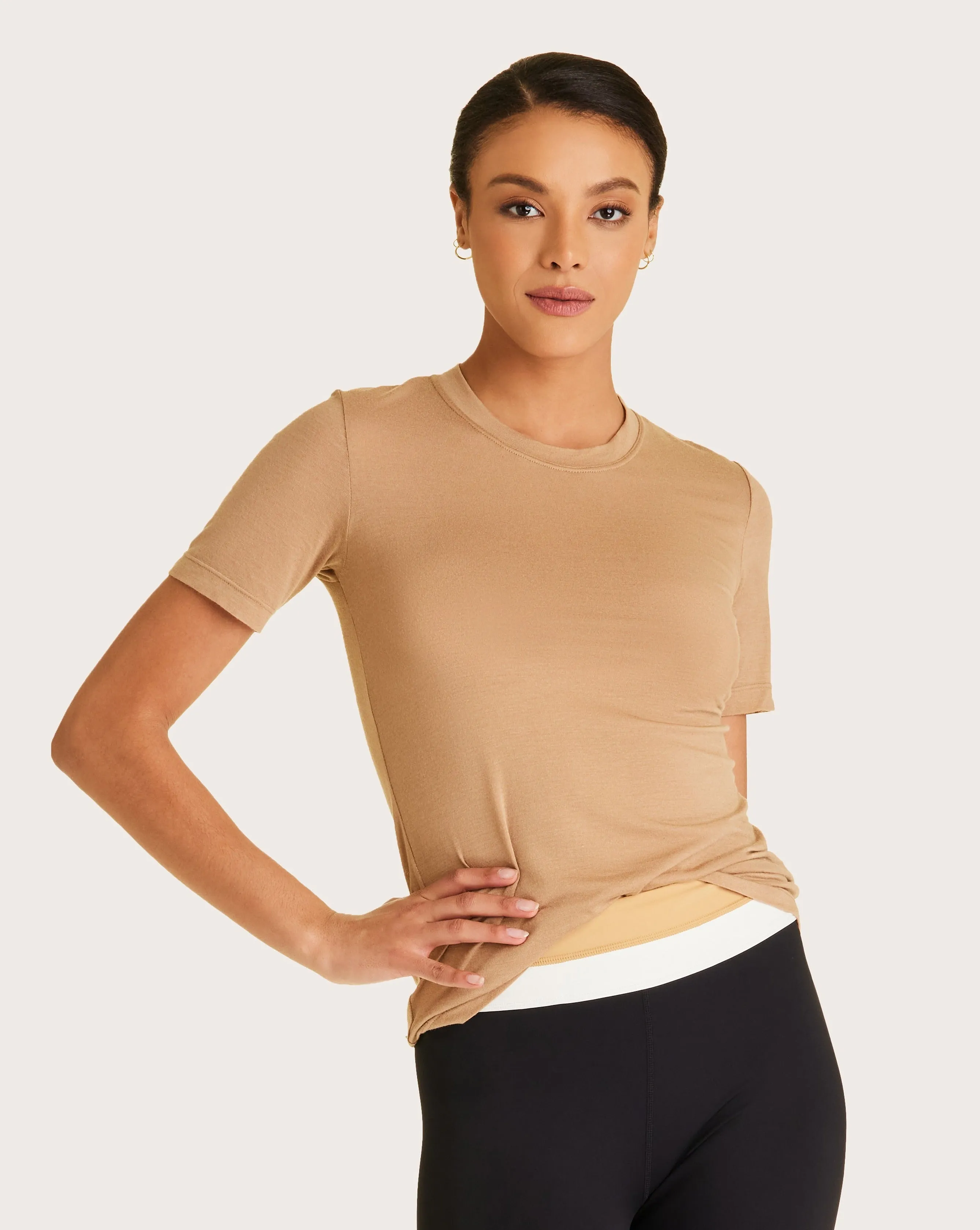 Washable Cashmere Tee Camel sold by Boston Proper
