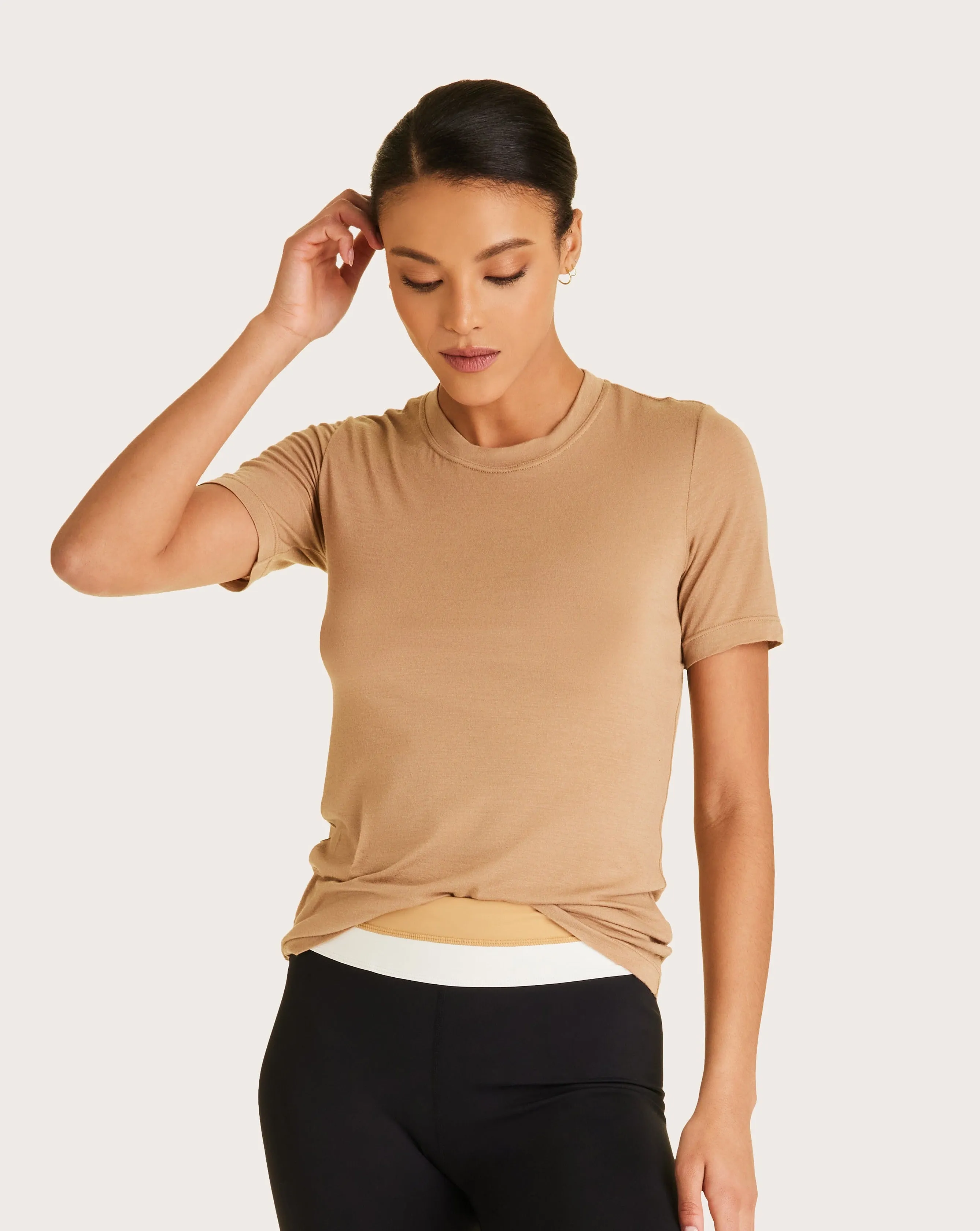 Washable Cashmere Tee Camel sold by Boston Proper product image thumbnail 2