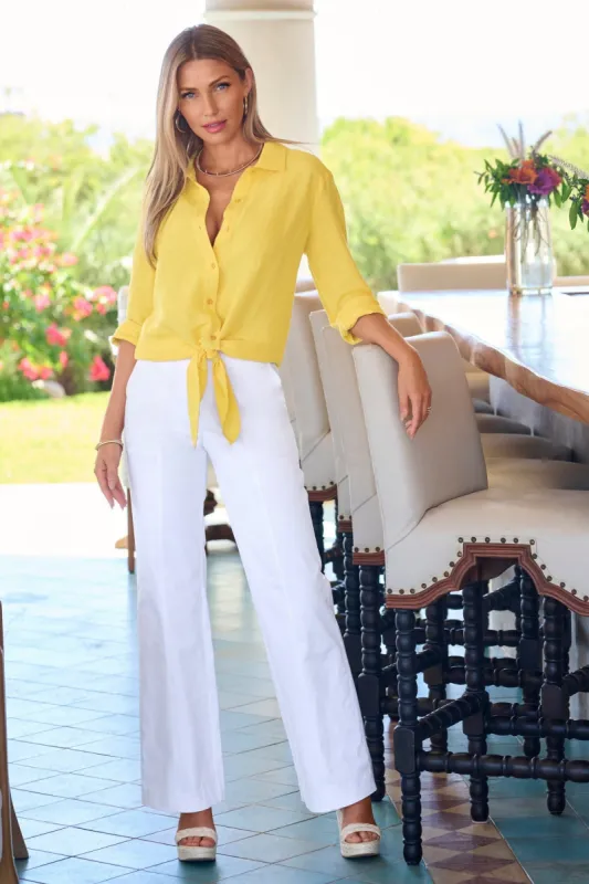 Proper Wide-Leg Chino Pant White sold by Boston Proper