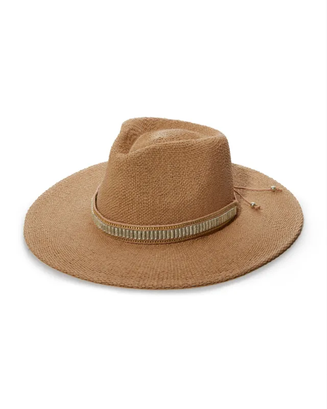 Beaded Trim Fedora Hat Natural sold by Boston Proper