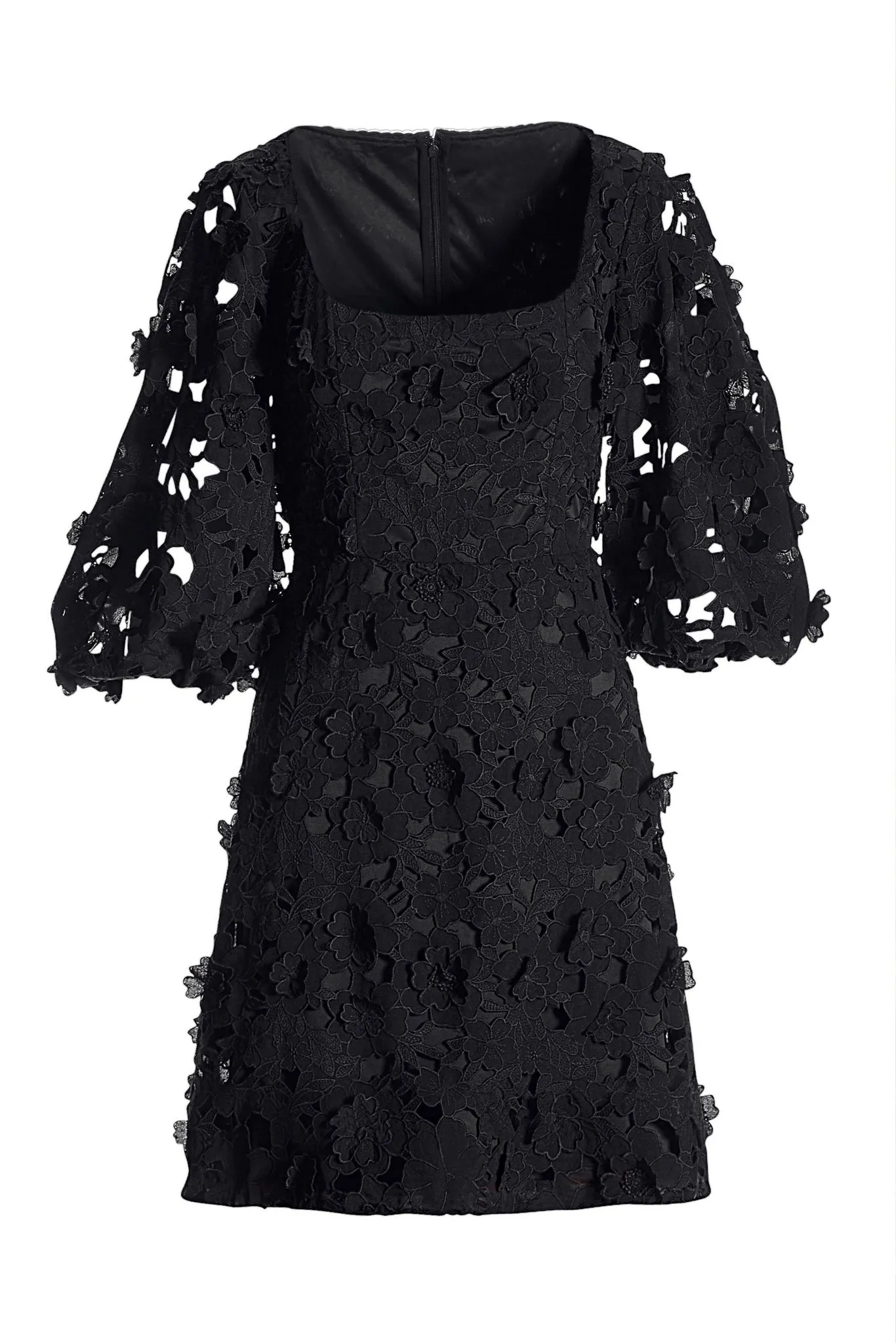 3D Lace Puff Sleeve Dress Black sold by Boston Proper product image thumbnail 2