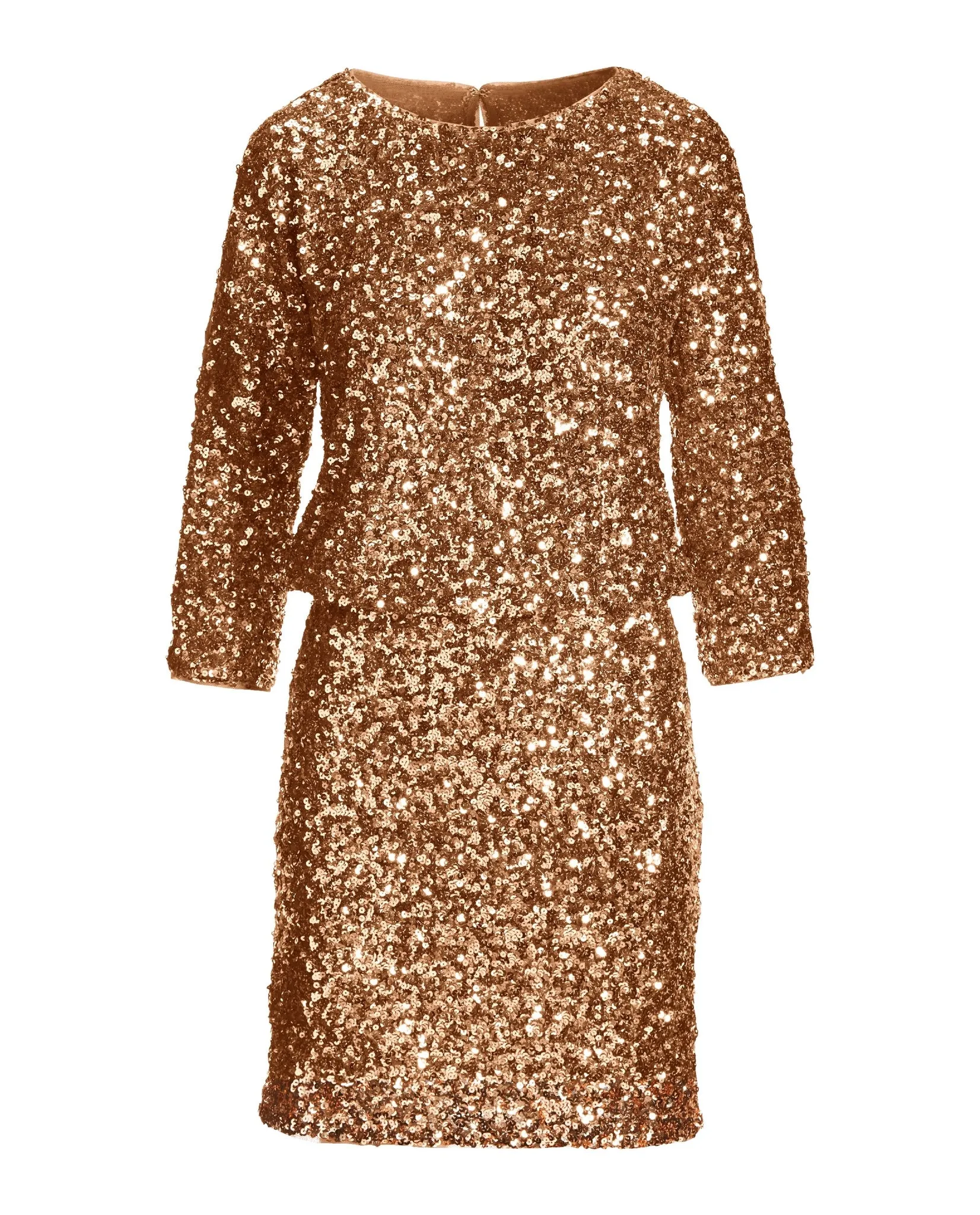 Sequin Blouson Three Quarter Sleeve Dress Rose Gold sold by Boston Proper product image thumbnail 2
