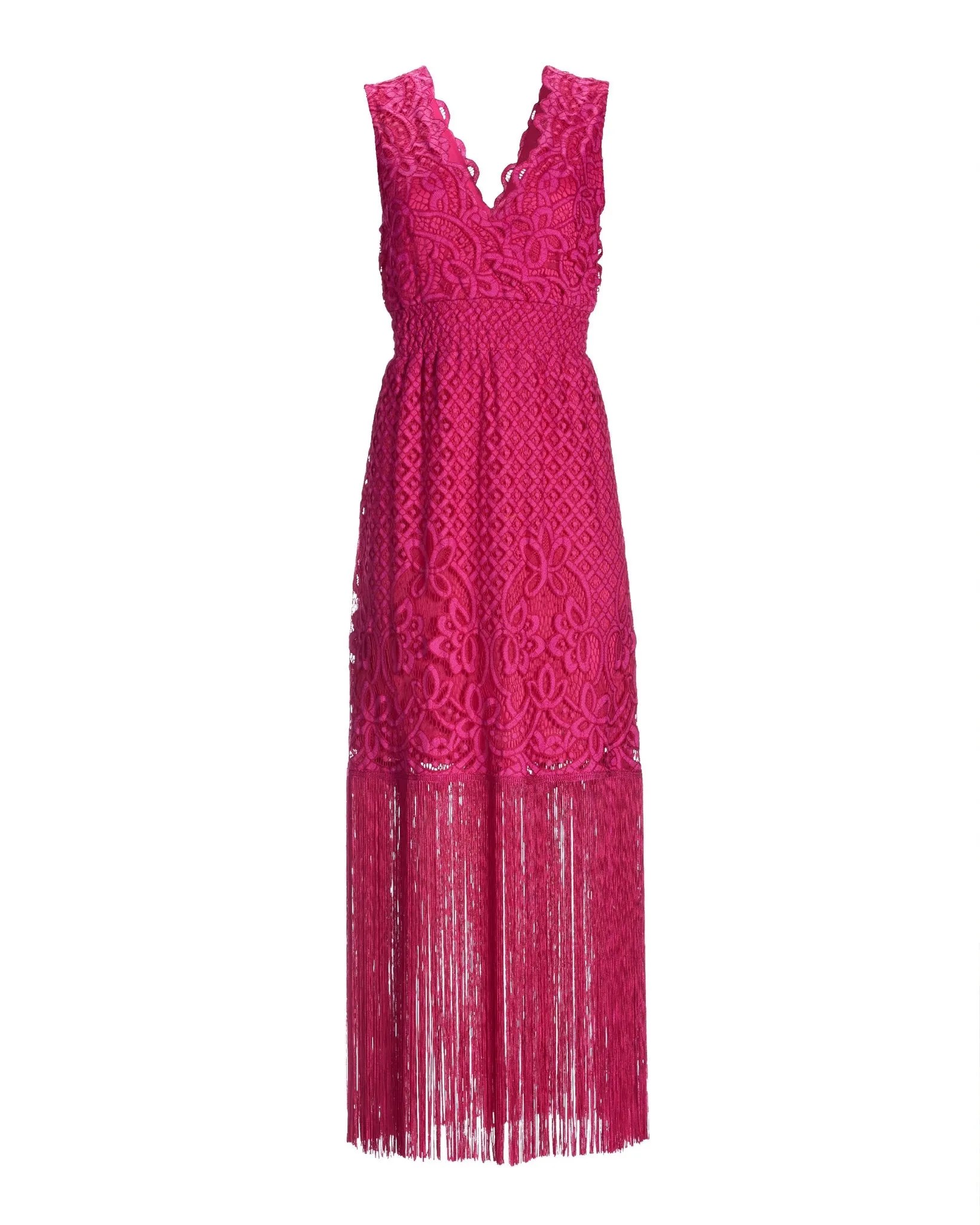Lace V Neck Fringe Dress Very Berry sold by Boston Proper product image thumbnail 2
