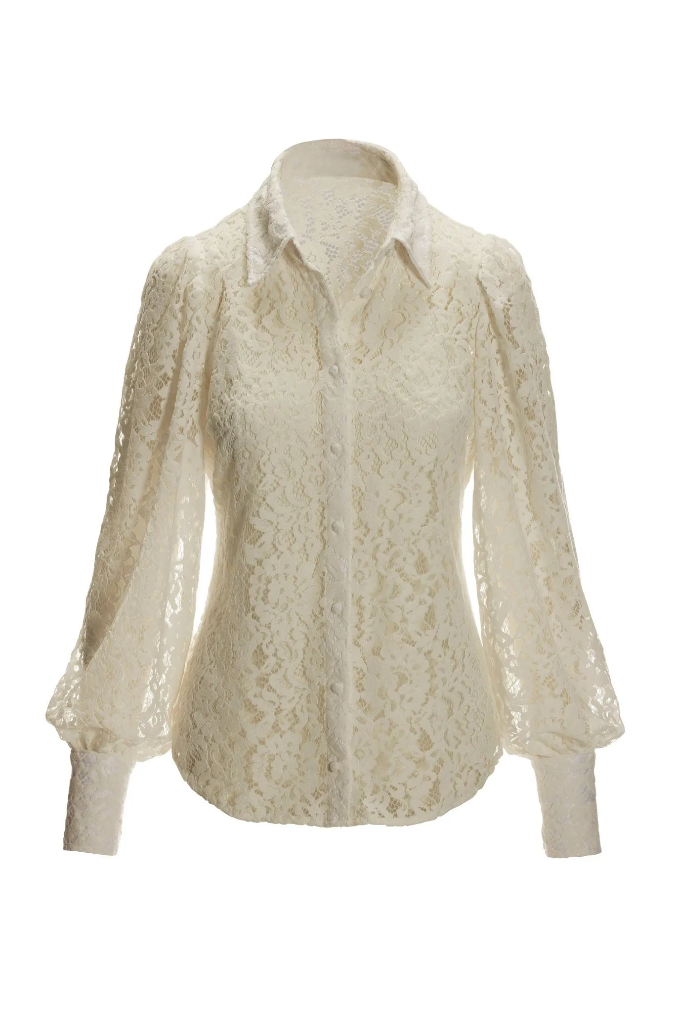 Velvet Lace Victoria Chic Drama Sleeve Shirt Cream sold by Boston Proper product image thumbnail 2