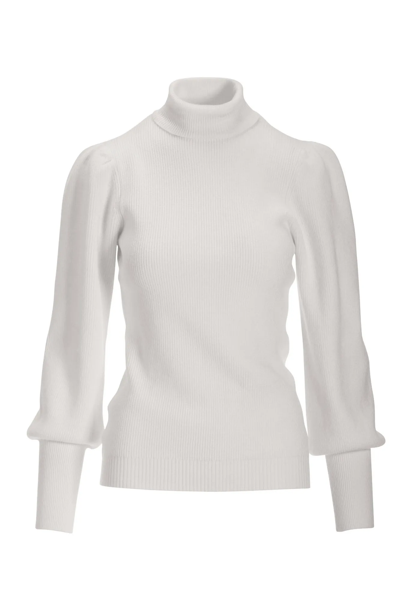Puff Sleeve Turtleneck Sweater White sold by Boston Proper product image thumbnail 2