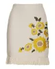 Floral Embroidered Raffia Fringe Mini Skirt Natural Multi sold by Boston Proper