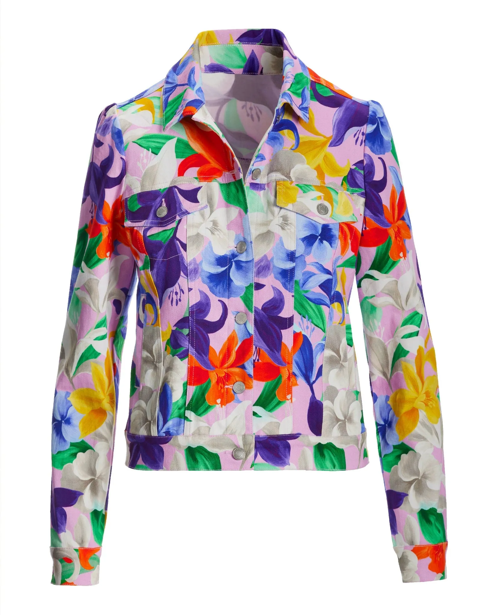 Romantic Florals Print Denim Puff Sleeve Jacket Multi sold by Boston Proper product image thumbnail 2
