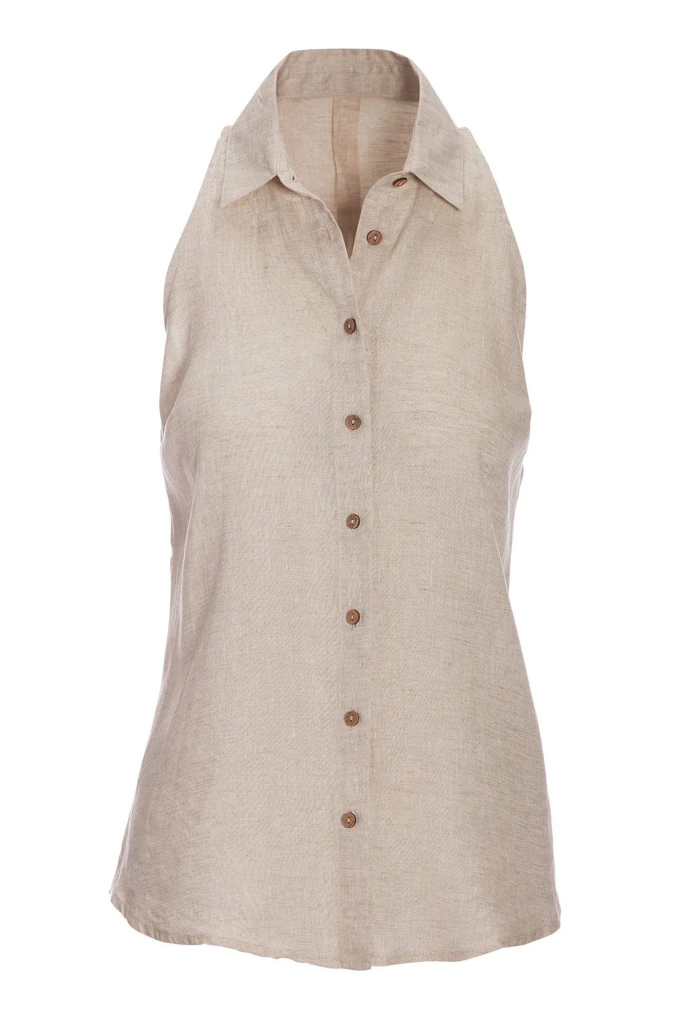 Chic Sleeveless Linen Shirt Natural sold by Boston Proper product image thumbnail 2