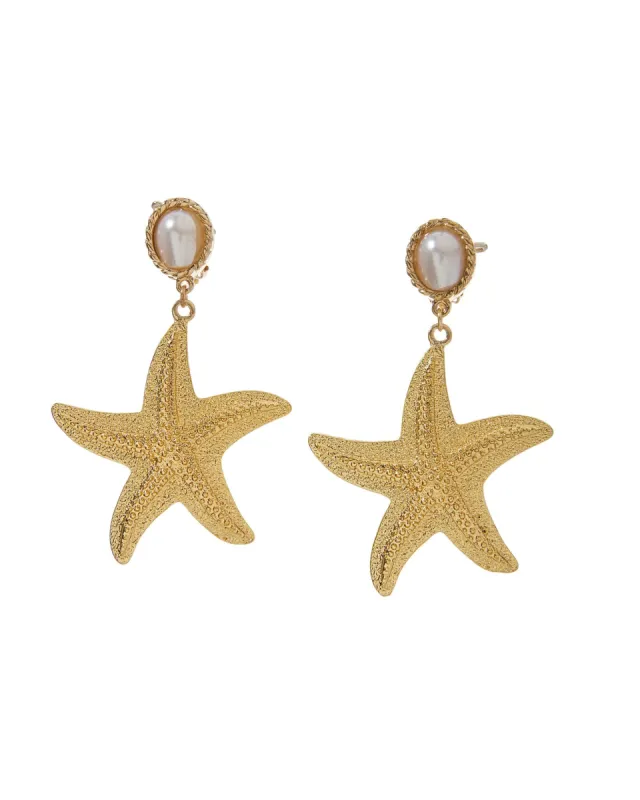 Pearl Sea Shell Earring Gold sold by Boston Proper