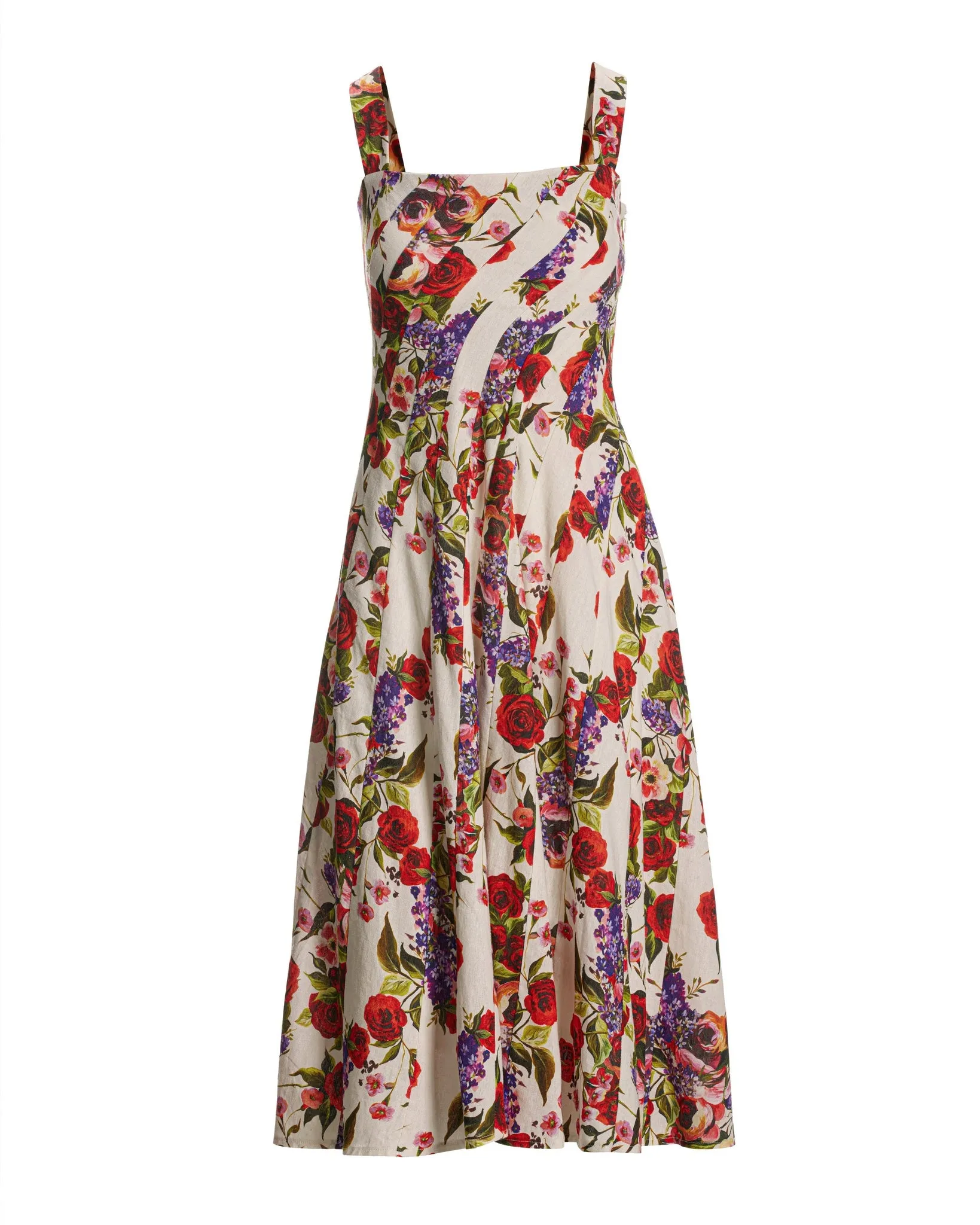 Bias Cut Print Inset Fit and Flare Midi Dress Red Multi sold by Boston Proper product image thumbnail 2