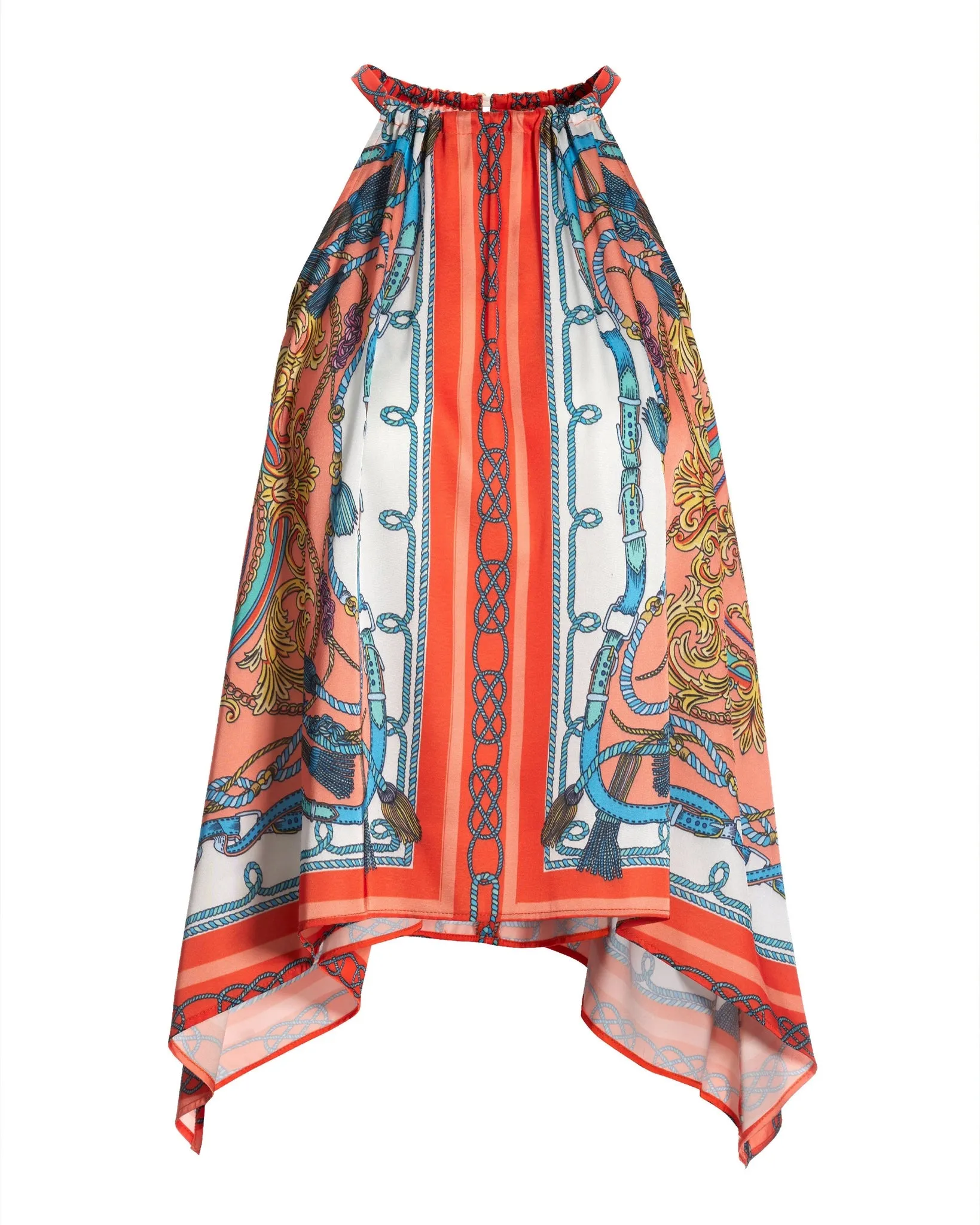 Regal Isla Print Halter Handkerchief Hem Charmeuse Blouse Orange sold by Boston Proper product image thumbnail 2