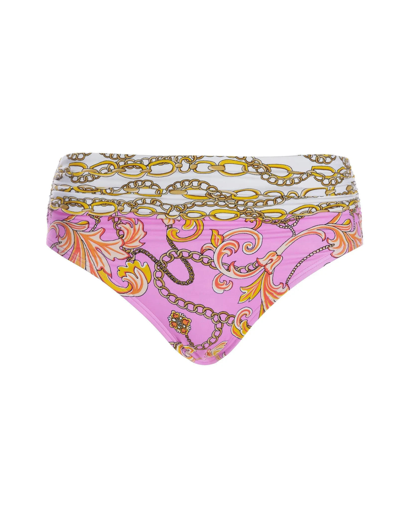 Swim Sense Filigree Status Print High Waist Bikini Bottom Pink sold by Boston Proper product image thumbnail 2