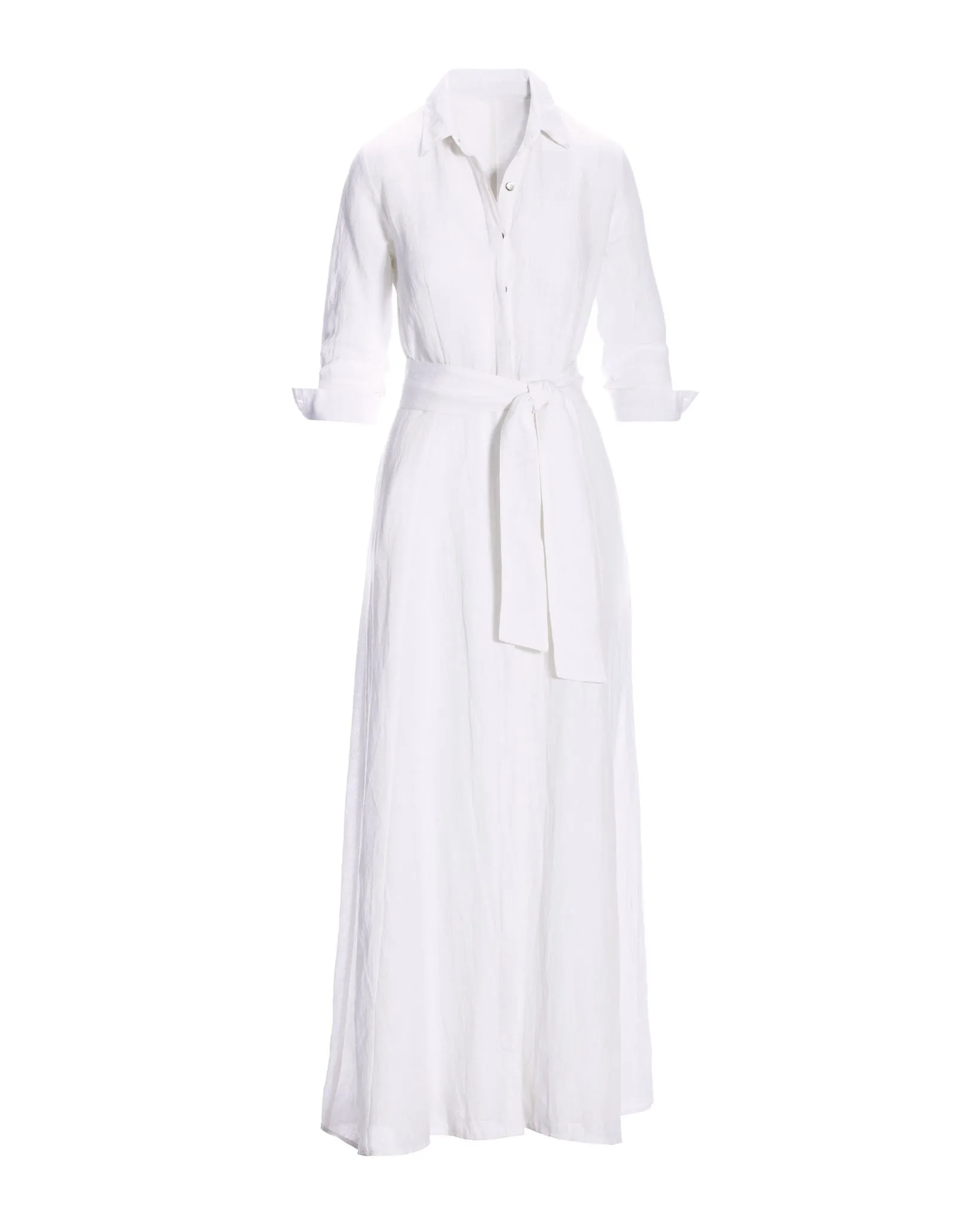 Linen Three Quarter Sleeve Maxi Shirt Dress White sold by Boston Proper product image thumbnail 2