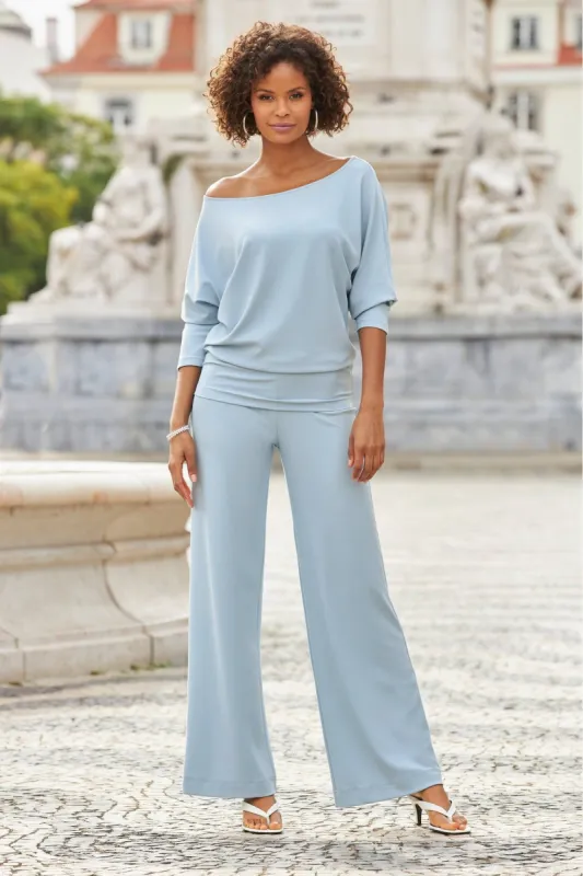 Beyond Travel Palazzo Pant Powder Blue sold by Boston Proper