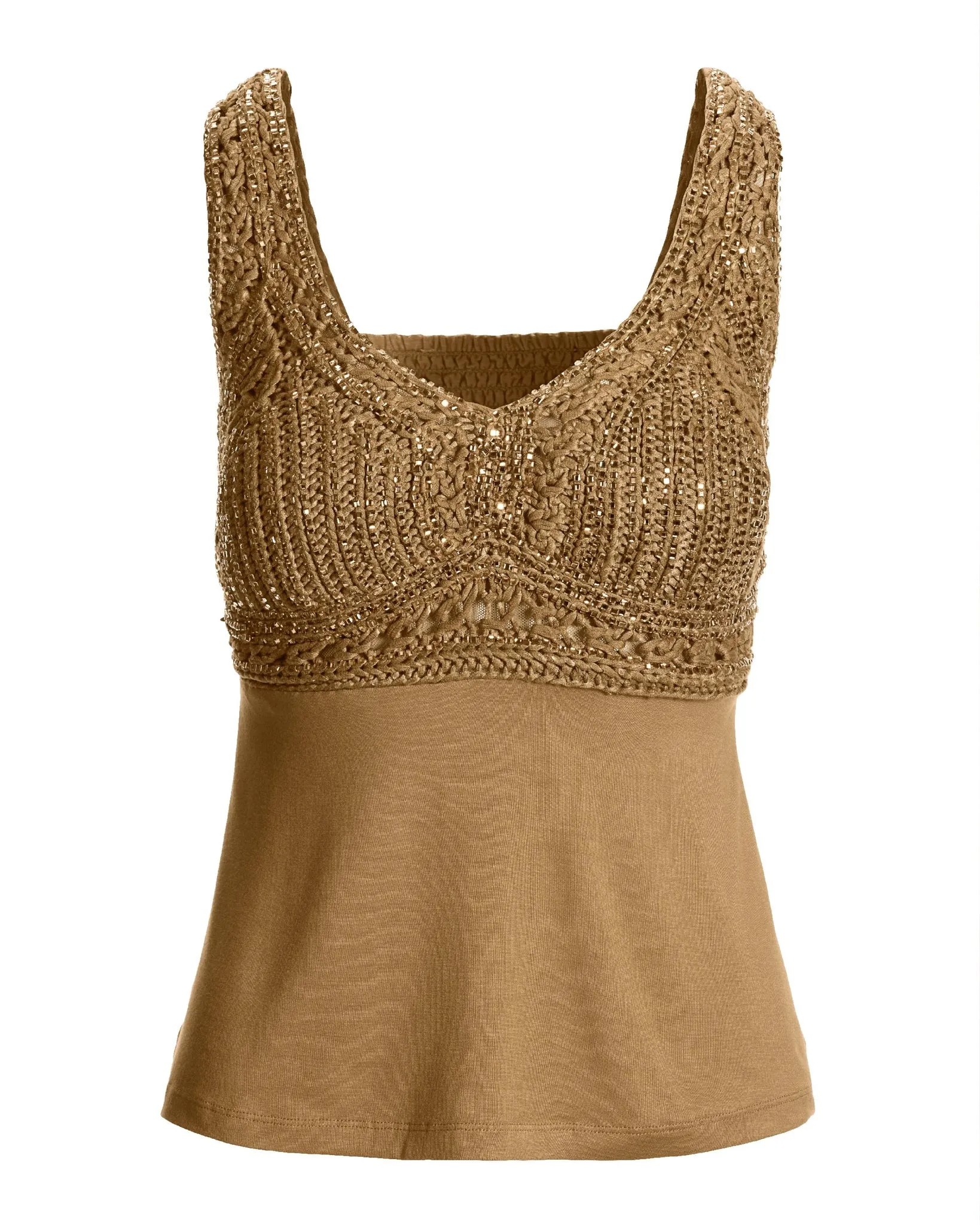 Macramé Embellished Knit Top Tiger's Eye sold by Boston Proper product image thumbnail 2