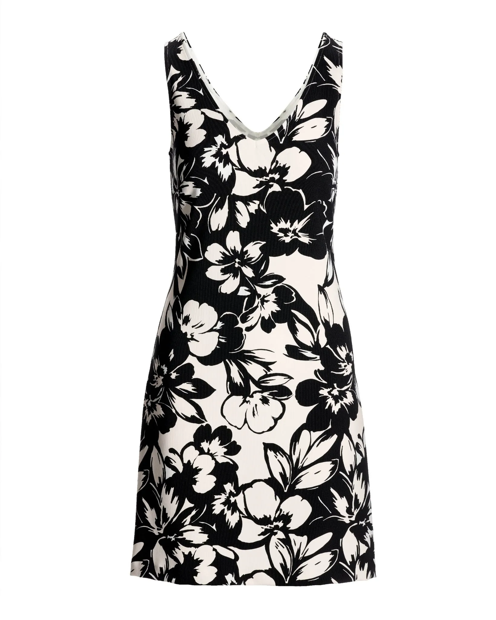Beyond Travel Contrast Fleurs Print V Neck Cross Back Short Dress Ivory Coast/Jet Black sold by Boston Proper product image thumbnail 2