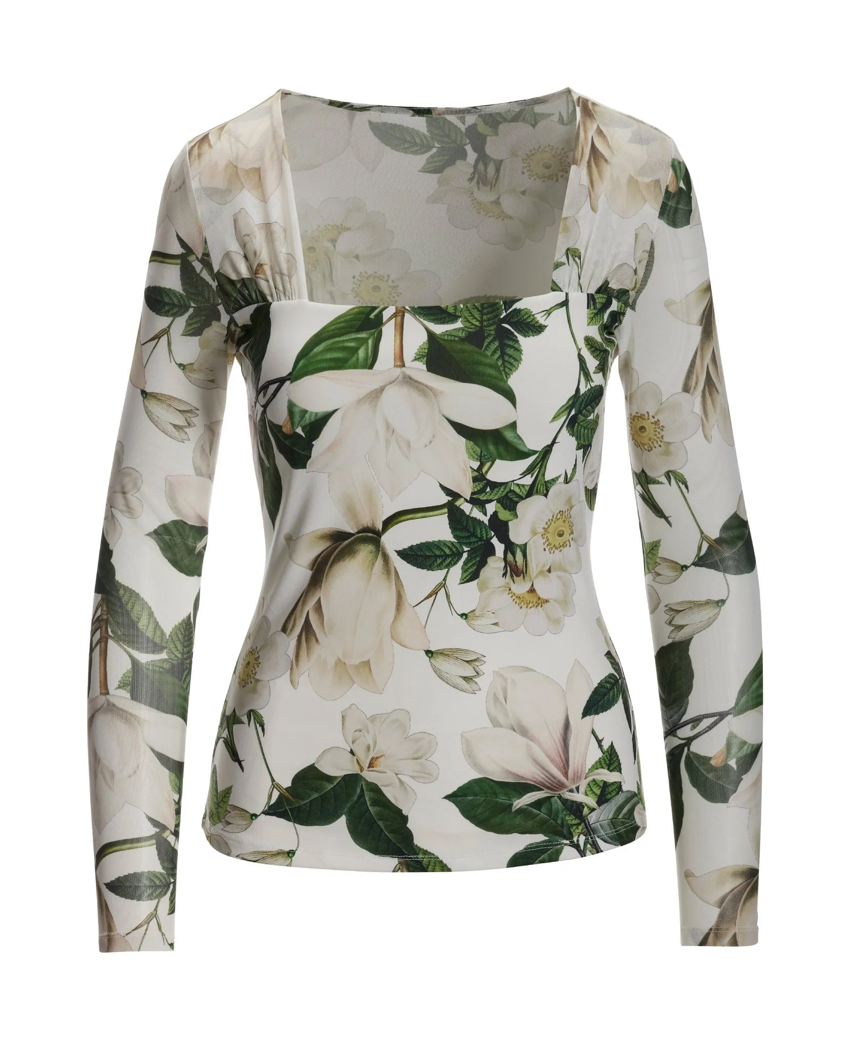 Floral Mesh Square Neck Top Multi sold by Boston Proper product image thumbnail 2