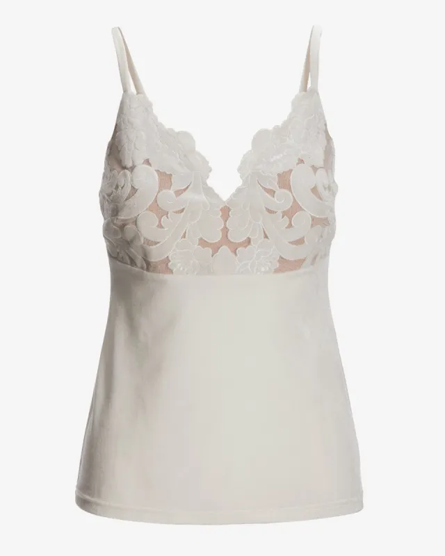 Velvet Scalloped Lace V Neck Cami Top Off White sold by Boston Proper