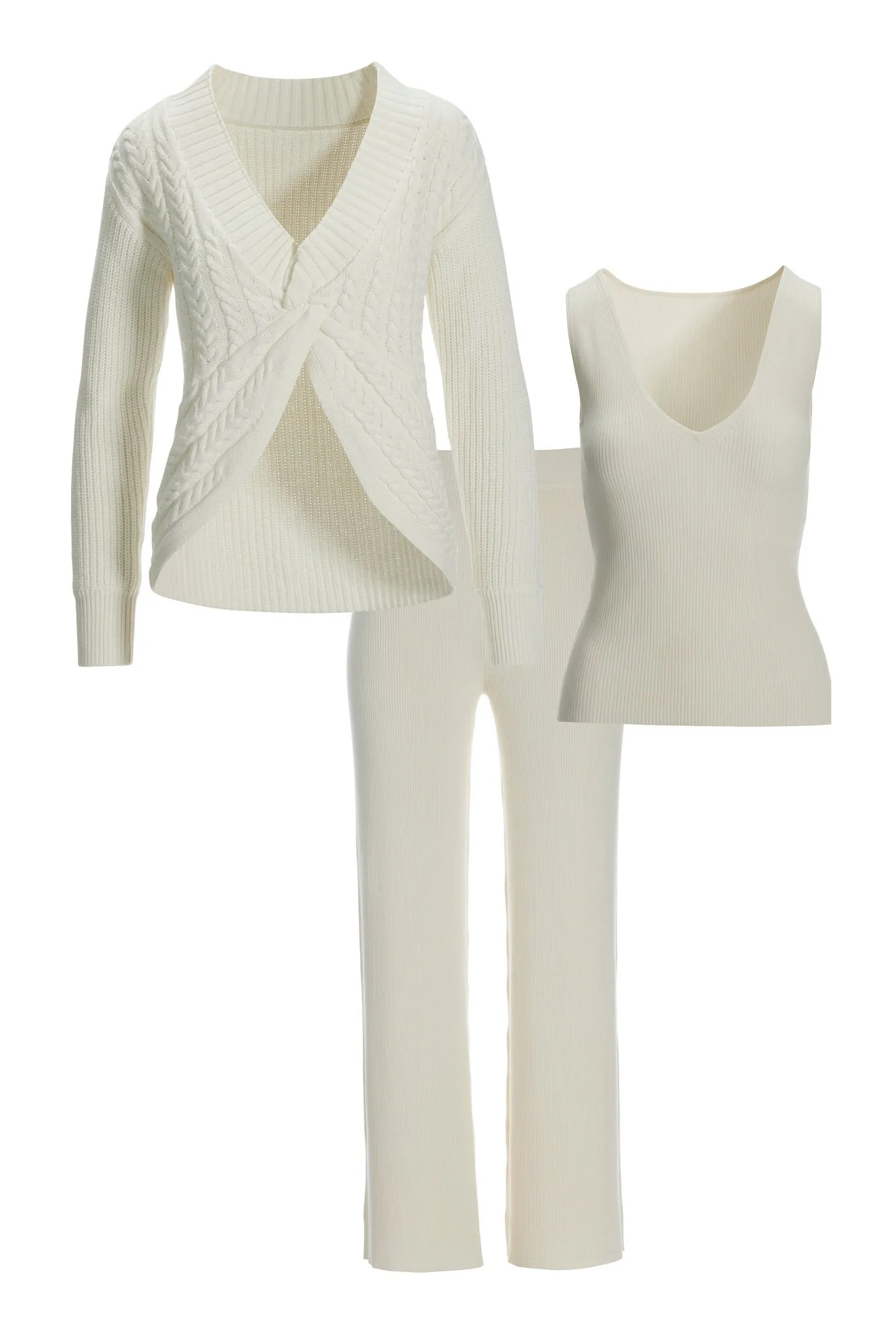 Sweater Three-Piece Lounge Set Off White sold by Boston Proper product image thumbnail 2