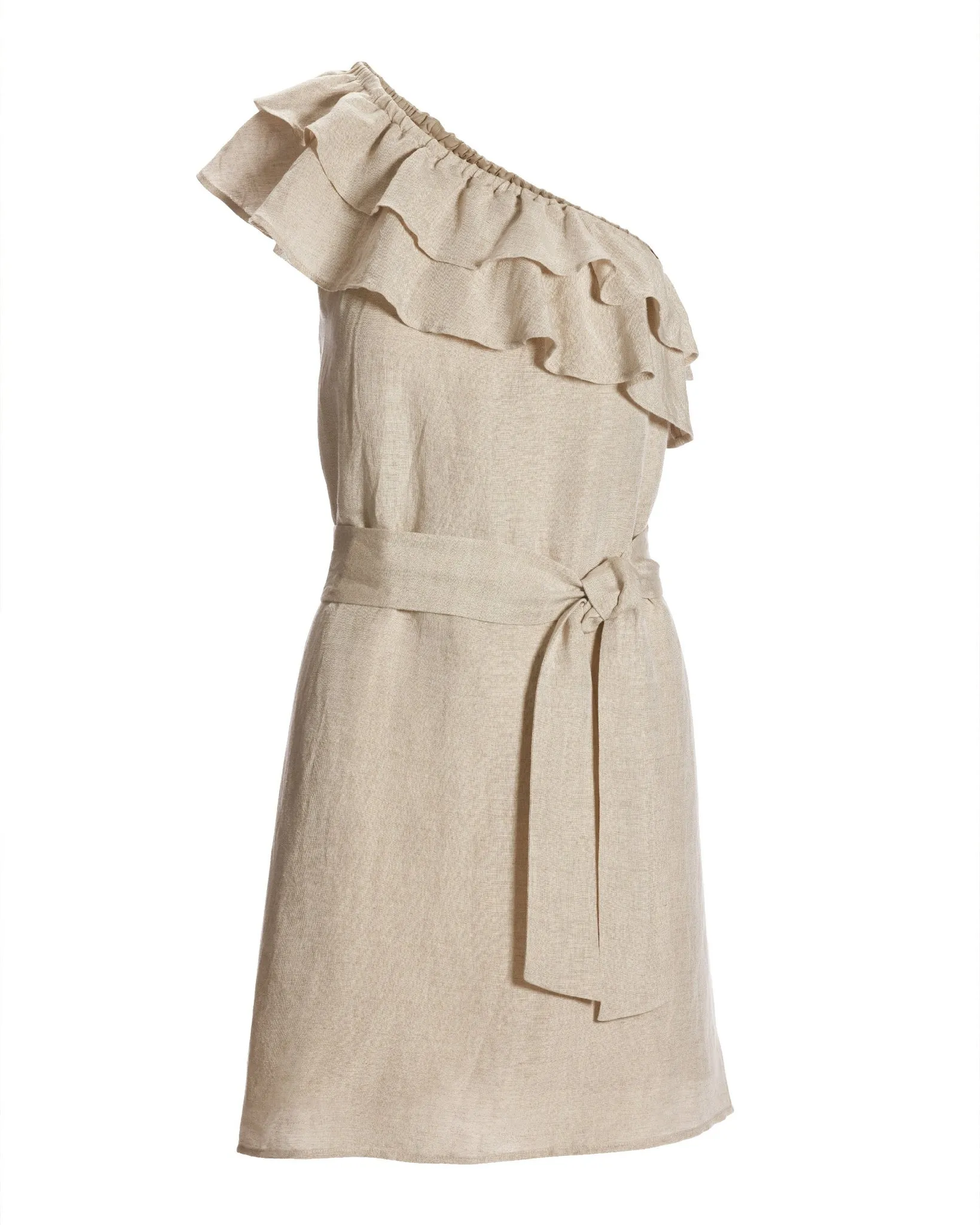 Ruffle Trim Linen Shift Dress Flax sold by Boston Proper product image thumbnail 2