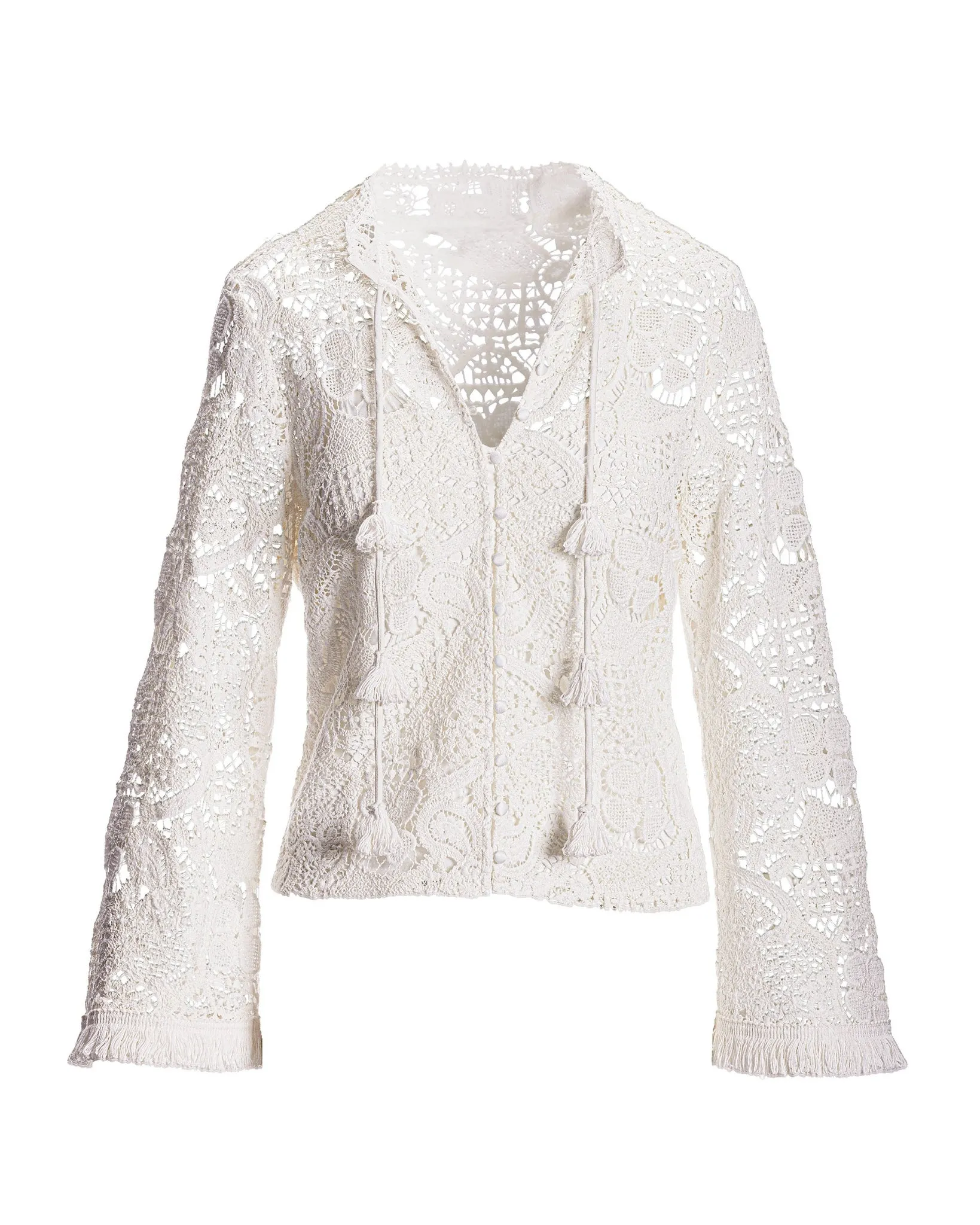 Novelty Lace Button Front Blouse White sold by Boston Proper product image thumbnail 2